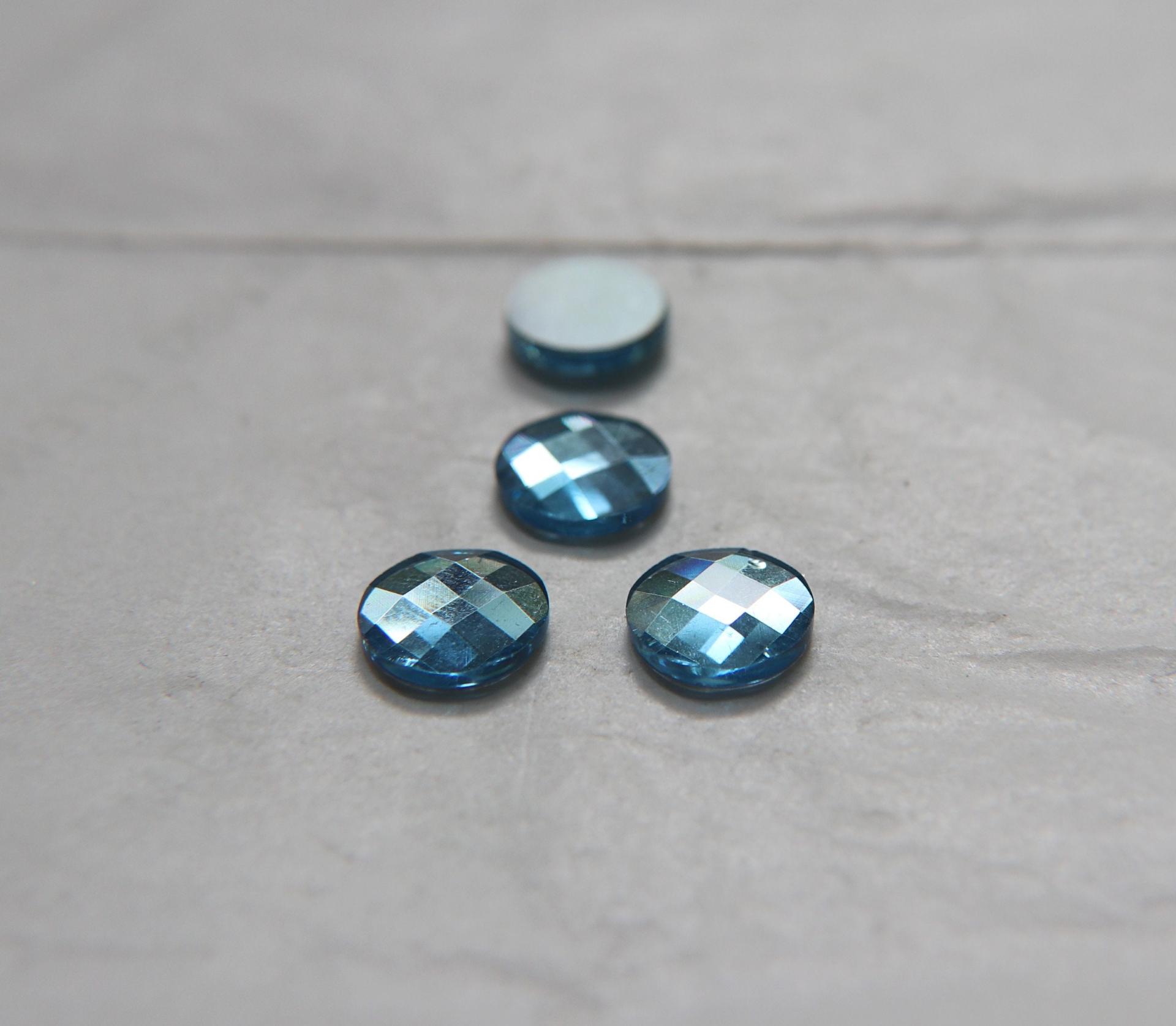 Swarovski Chessboard Circle Flat Back No Hotfix (2035) 10mm - Black Diamond/Aquamarine foiled 6/12/36/72/144 Pieces