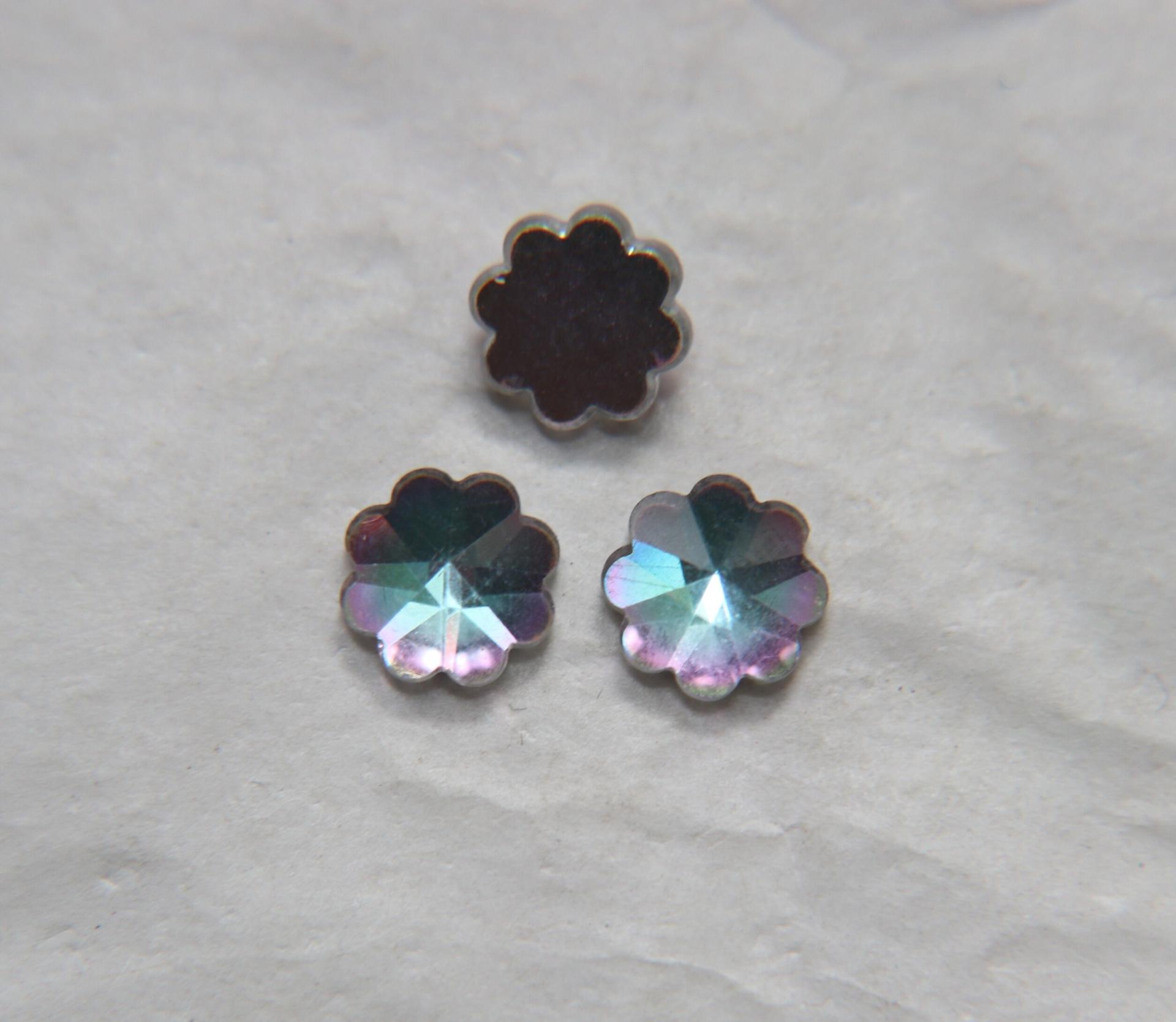 12mm Swarovski Vintage Flower Foiled Flat Back Rhinestones in VITRAIL LIGHT 2/6/12/36/72 pieces Vintage findings, jewellery parts