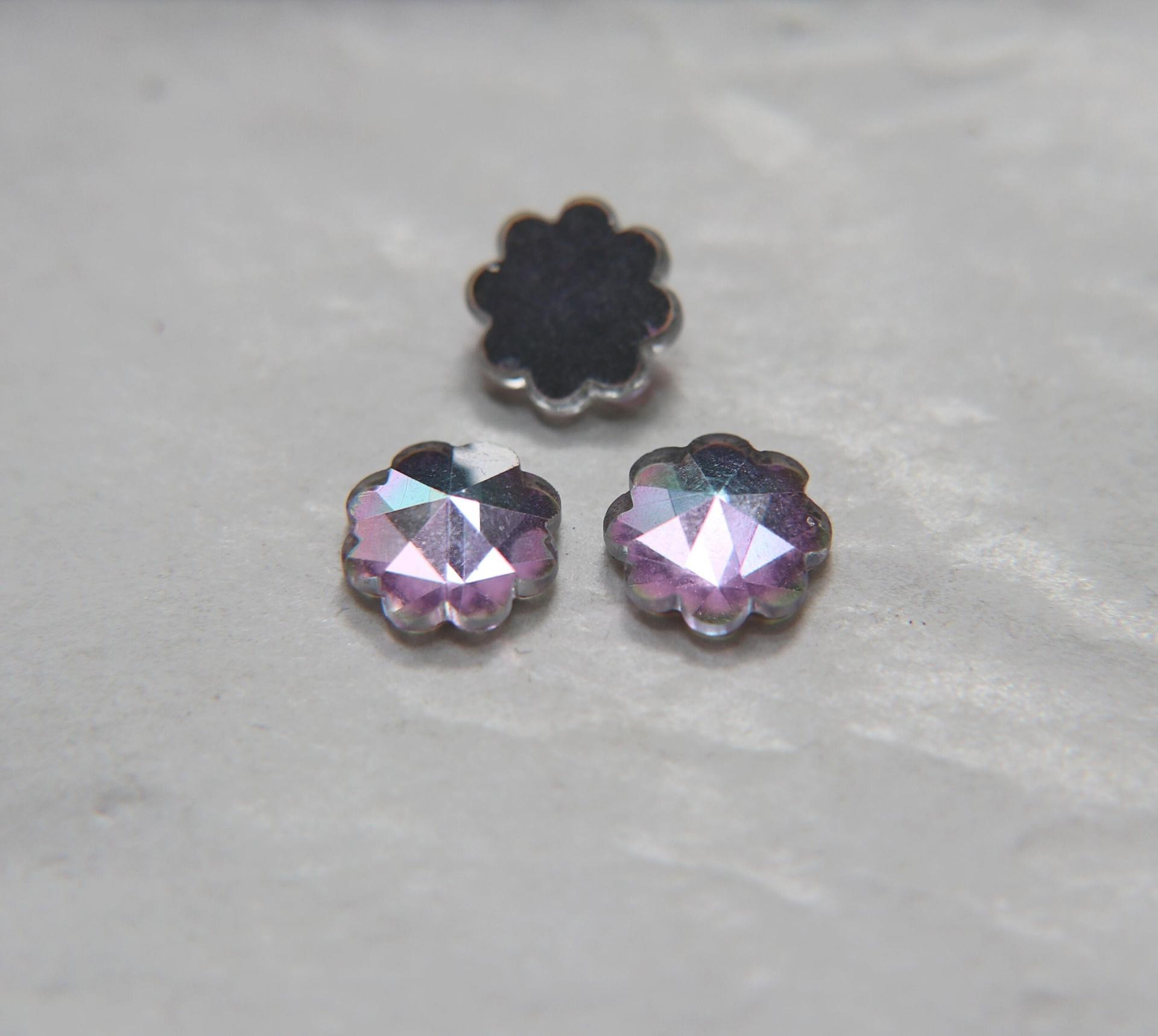 12mm Swarovski Vintage Flower Foiled Flat Back Rhinestones in VITRAIL LIGHT 2/6/12/36/72 pieces Vintage findings, jewellery parts