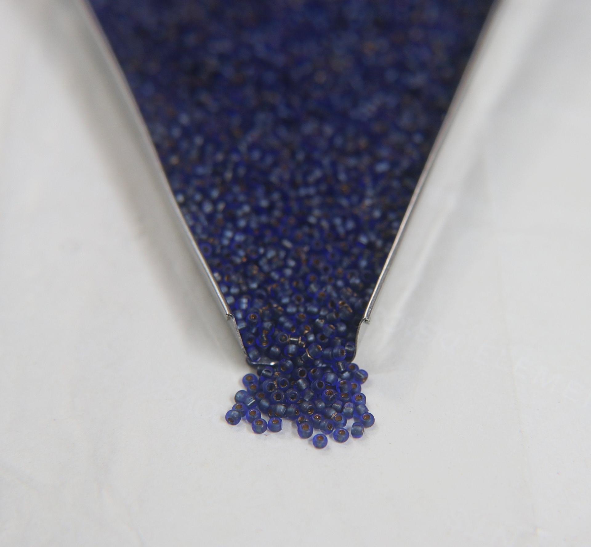 11/0 Charlotte Cut Beads Matt Sapphire Gold Lined 10/20/50/250/500 Grams embroidery materials, jewelry making, native beads