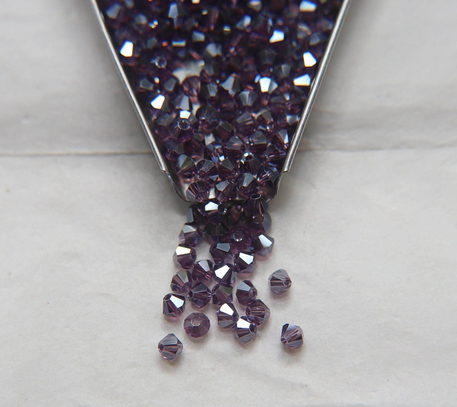 4mm Swarovski Amethyst Silver Shade Bicones Beads 36/72/144/432/720 Pieces PREMIUM MATERIALS,embroidery materials, jewelry supplies