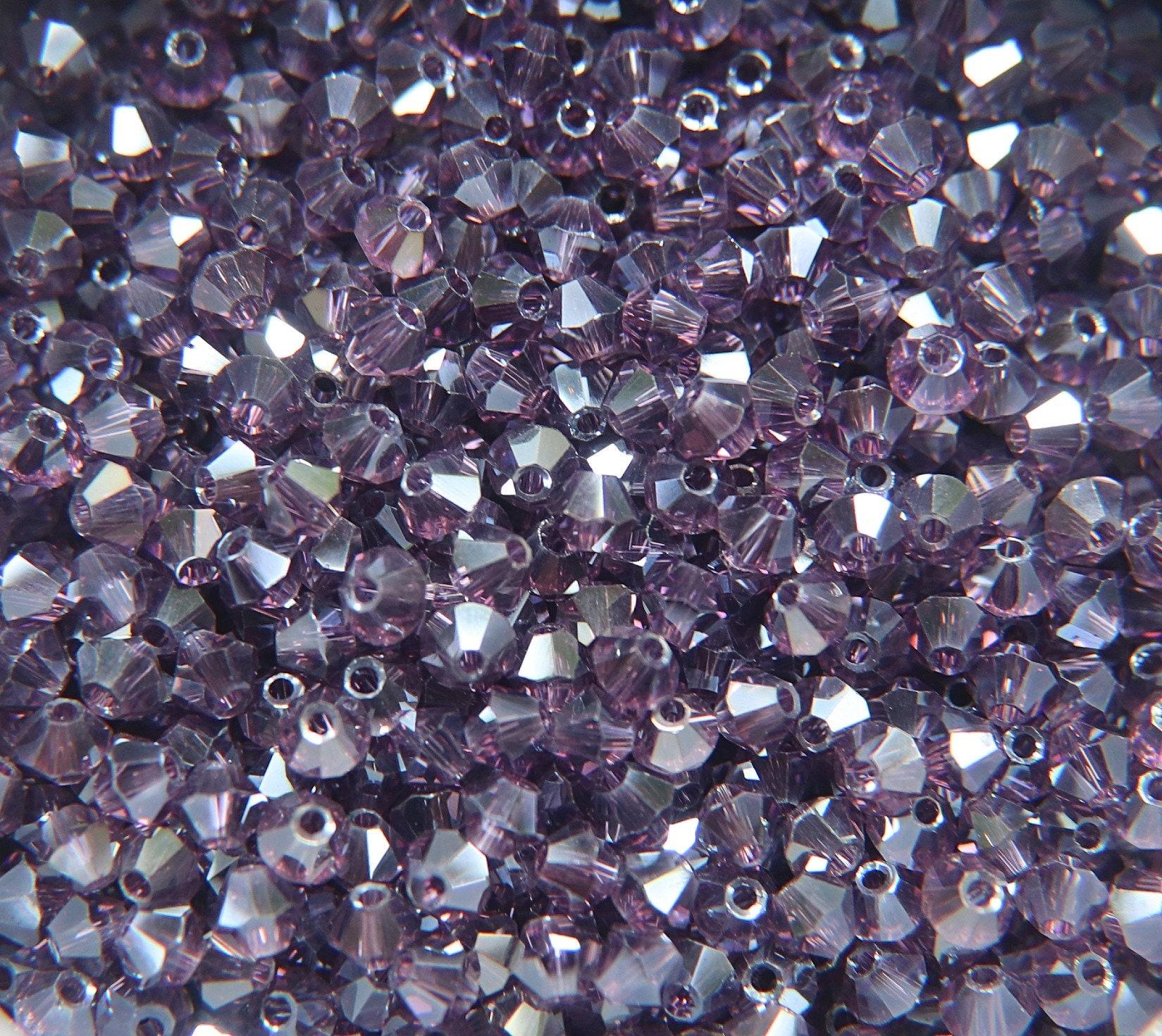 4mm Swarovski Amethyst Silver Shade Bicones Beads 36/72/144/432/720 Pieces PREMIUM MATERIALS,embroidery materials, jewelry supplies