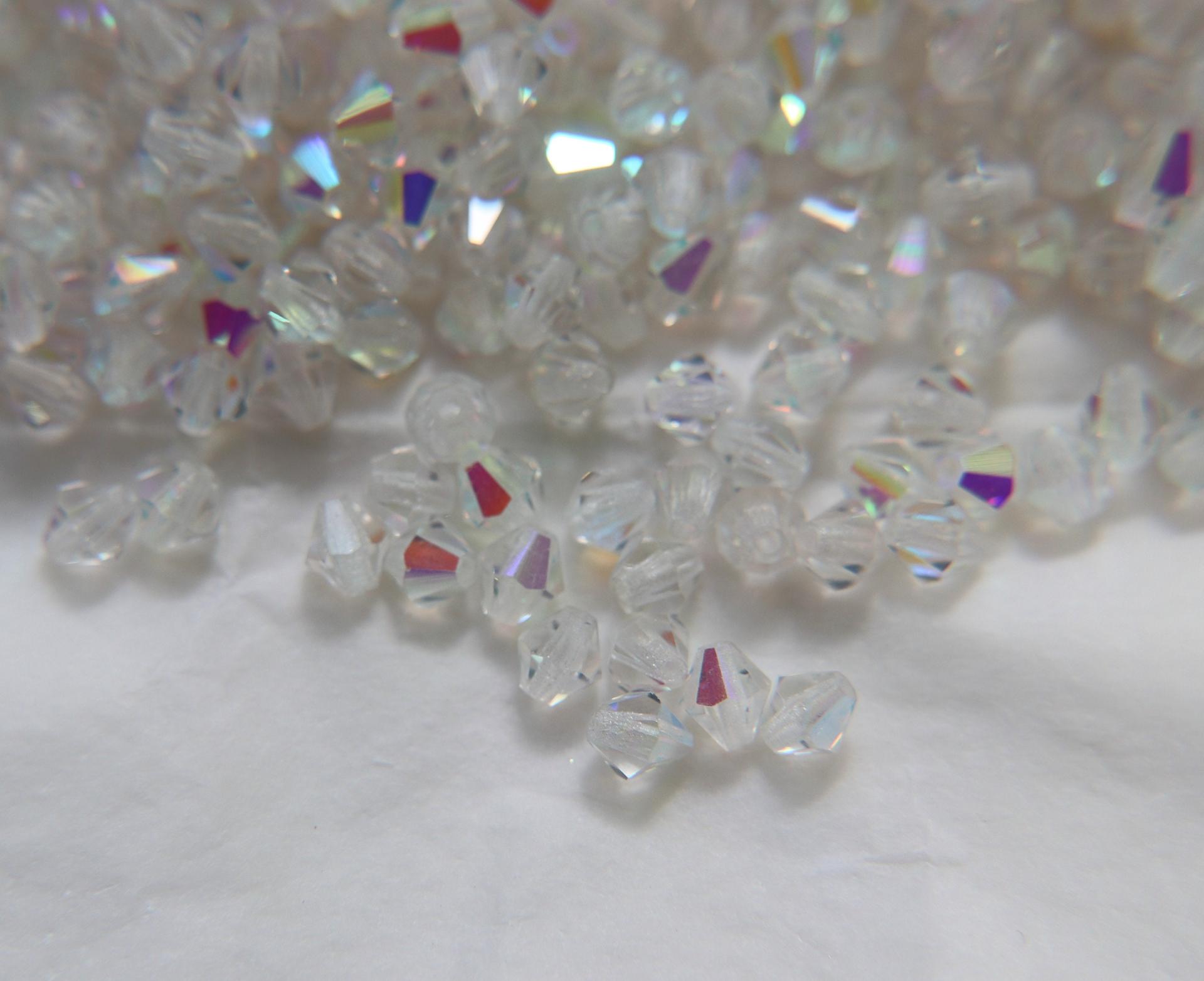 5mm Vintage Czech Preciosa Crystal Titania Solid Bicone 3600 Pieces rainbow beads, jewelry making, couture
