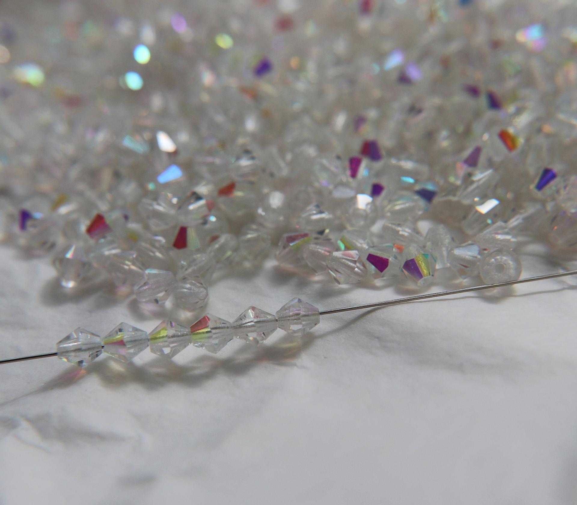 5mm Vintage Czech Preciosa Crystal Titania Solid Bicone 3600 Pieces rainbow beads, jewelry making, couture