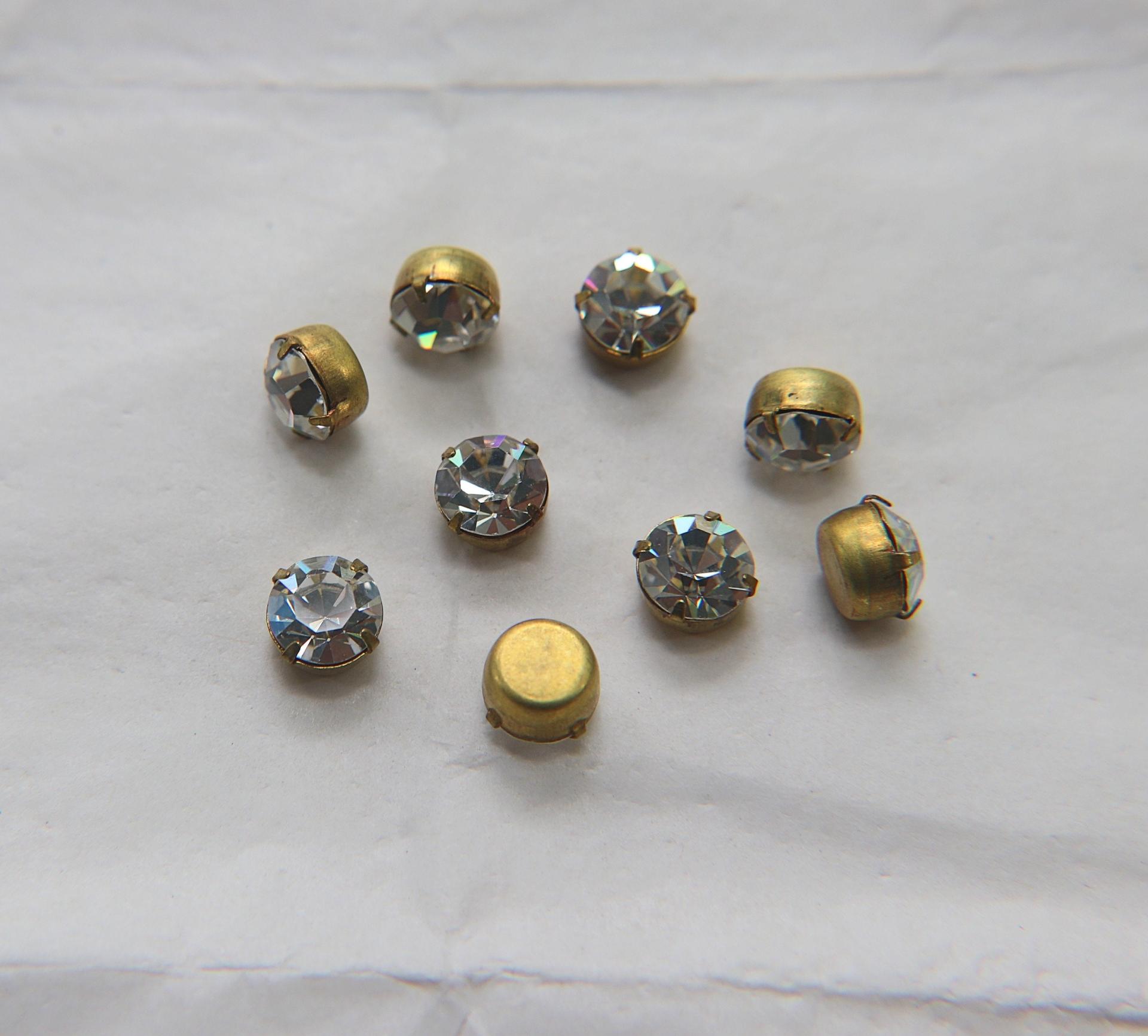 Swarovski 40ss Vintage Crystal Prong Settings 6/12/24/100 Pieces BRASS SETTINGS, strass embellishments, vintage rare