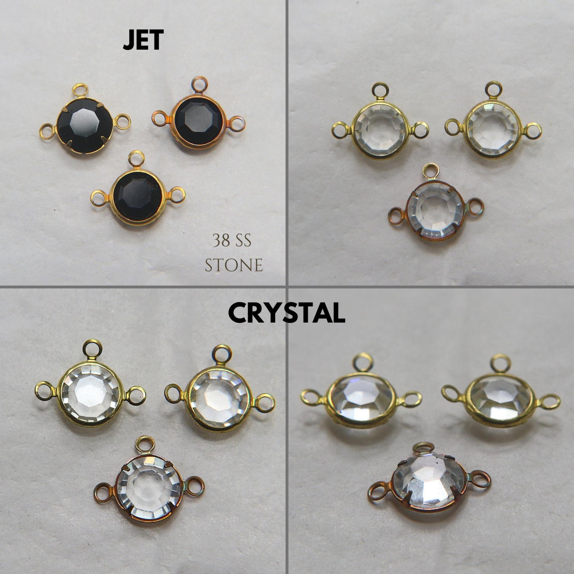 Swarovski channel set 3 loops 39ss 2/6/12/24/36 Pieces BRASS SETTINGS, strass embellishments, vintage rare