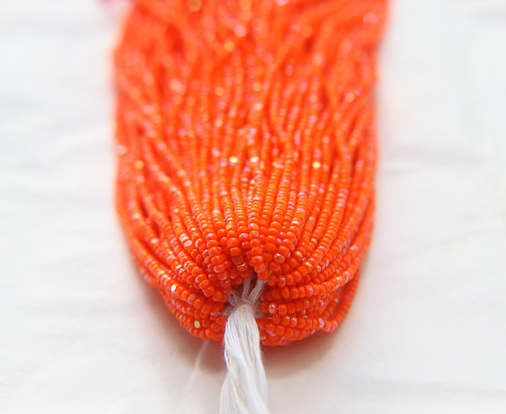 11/0 Hanks Charlotte Cut Beads Patina Opaque Orange Aurore Boreale 1/5/25/50/100 Hanks PREMIUM SEED BEADS, Native Supplie