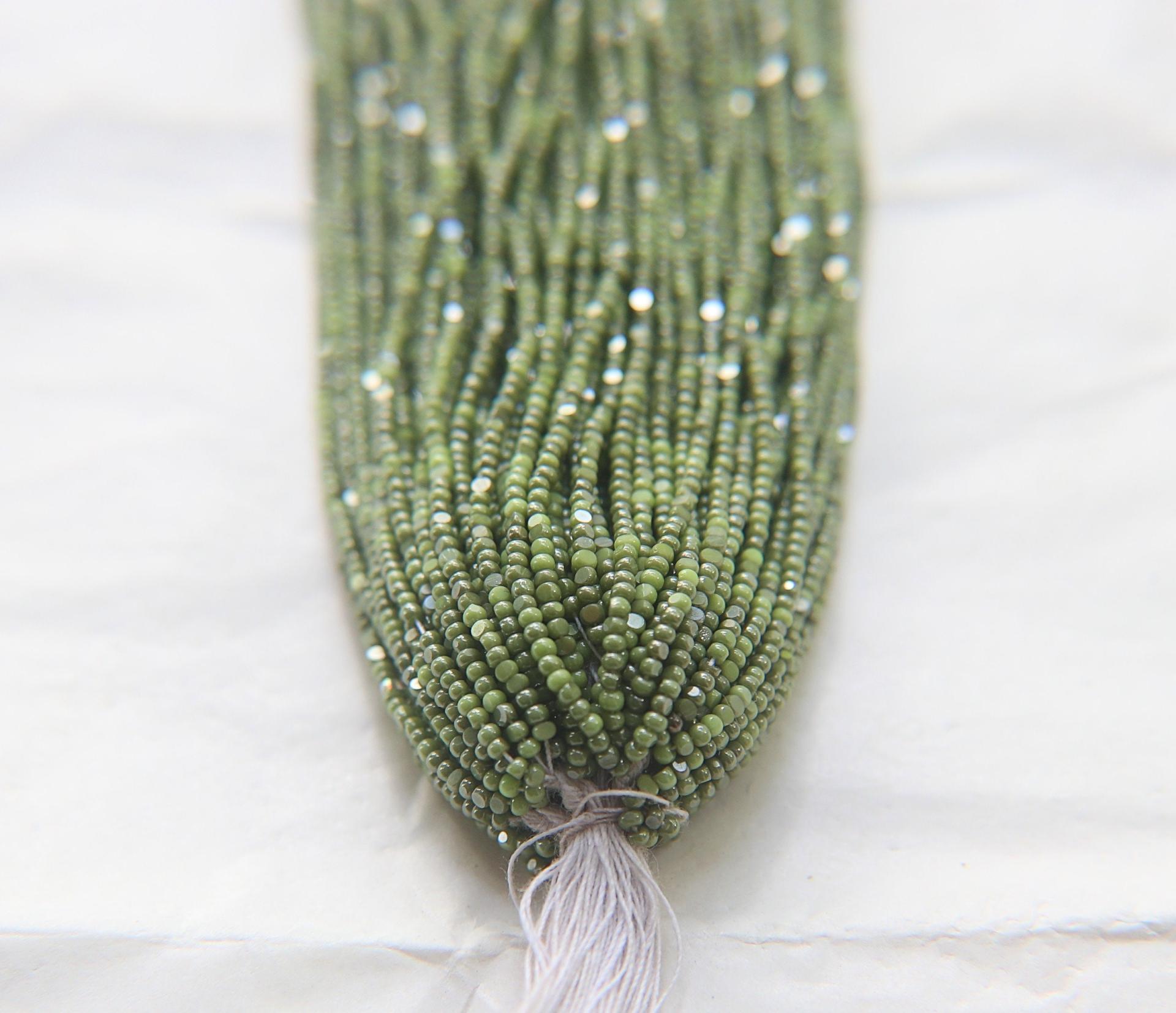 13/0 Hanks Charlotte Cut Beads Ionized Opaque Peridot 1/5/25/50/100 Hanks 1.6mm glass beads, jewelry supply, craft supply
