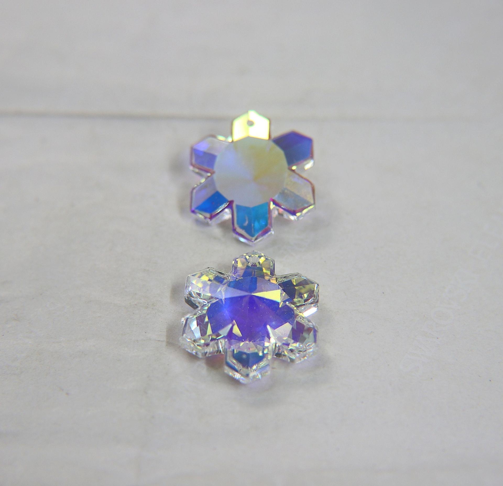 25 MM Swarovski Crystal Aurore Boreale Snowflake Pendant Beads 6704 Crystal drops vintage findings, jewelry making, wedding decorations