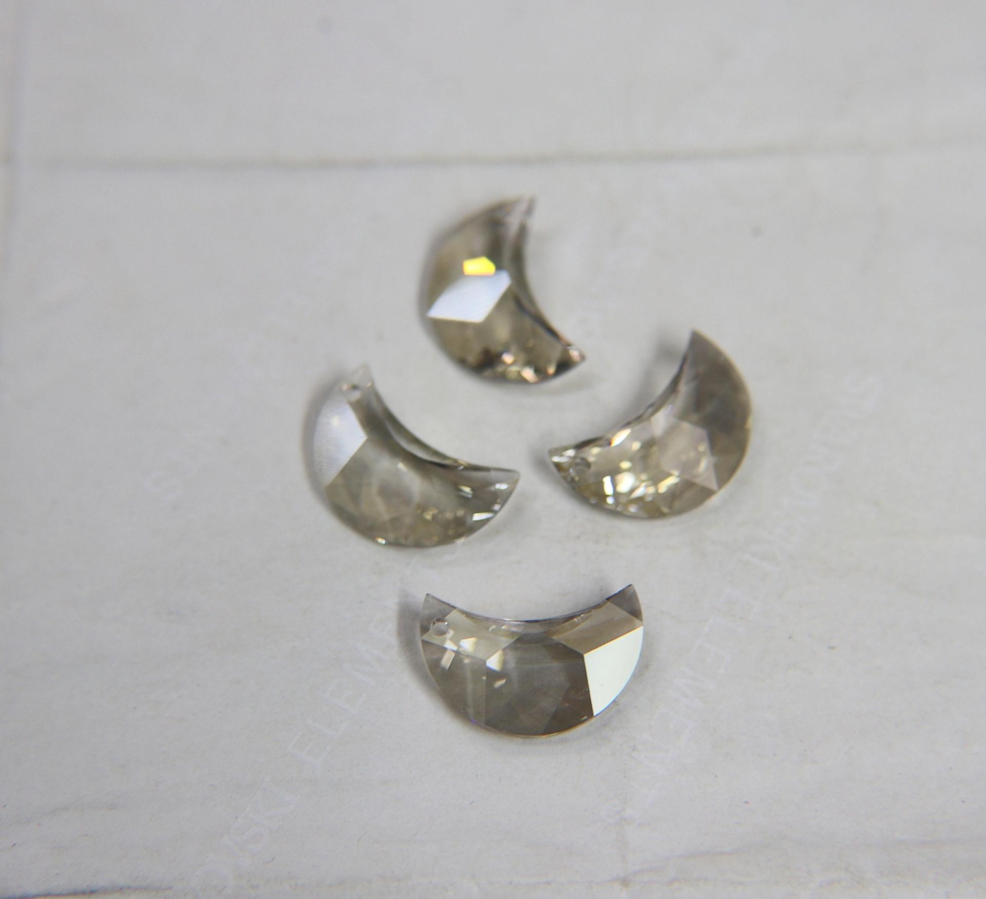 Swarovski® 6722 Crescent Moon Pendant in 14mm Crystal Golden Shadow / 16mm Crysal Silver Shade Fancy Crystal drops 1/2/6 Pieces vintage findings