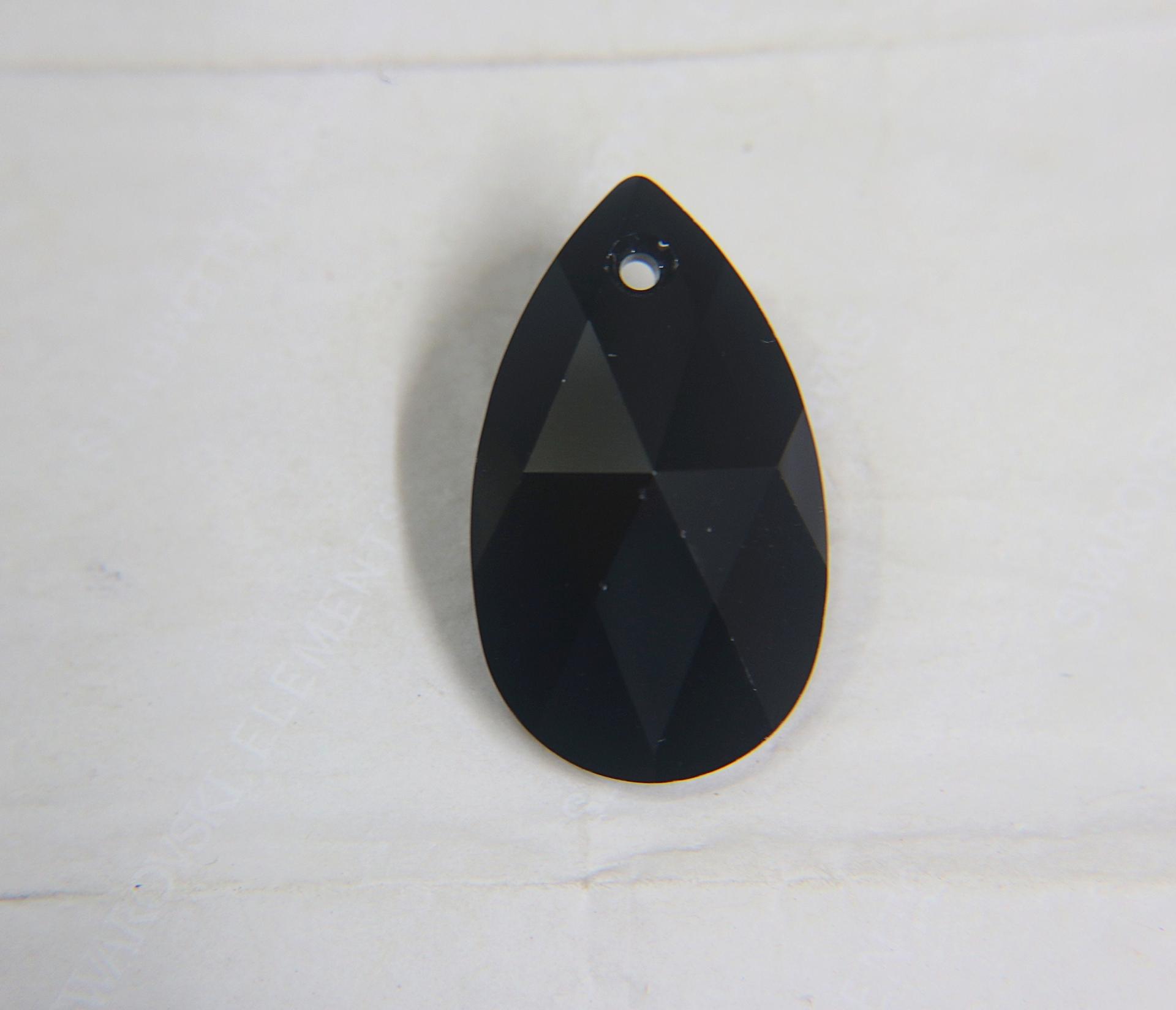 50 mm Swarovski Crystal 6106 Big Rare Pear Beads Pendants Fancy Crystal drop in Jet / Crystal Copper vintage findings