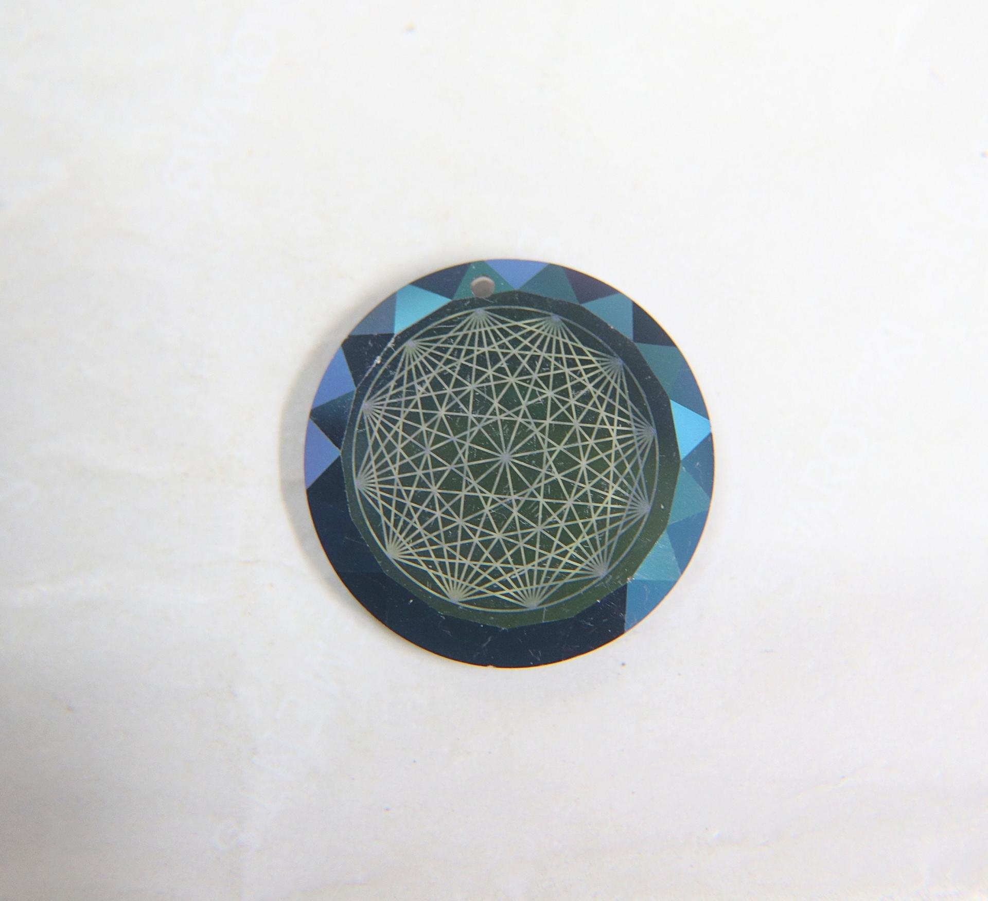 Swarovski Printed Graphic Pendants in Crystal Metallic Blue 30 MM Fancy Crystal drops 1/2/6 Piece vintage findings, jewelry making