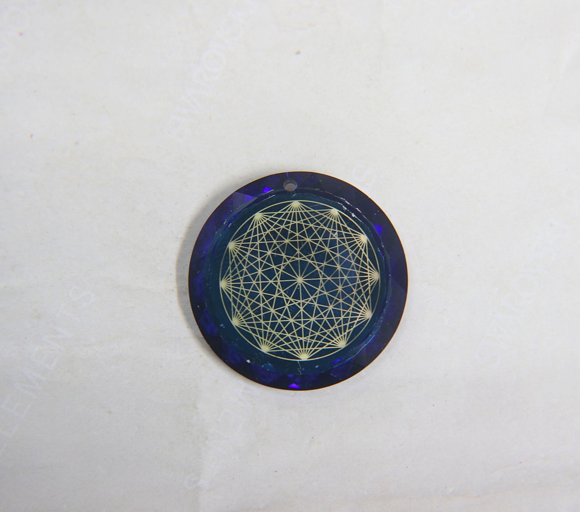 Swarovski Printed Graphic Pendants in Crystal Metallic Blue 30 MM Fancy Crystal drops 1/2/6 Piece vintage findings, jewelry making