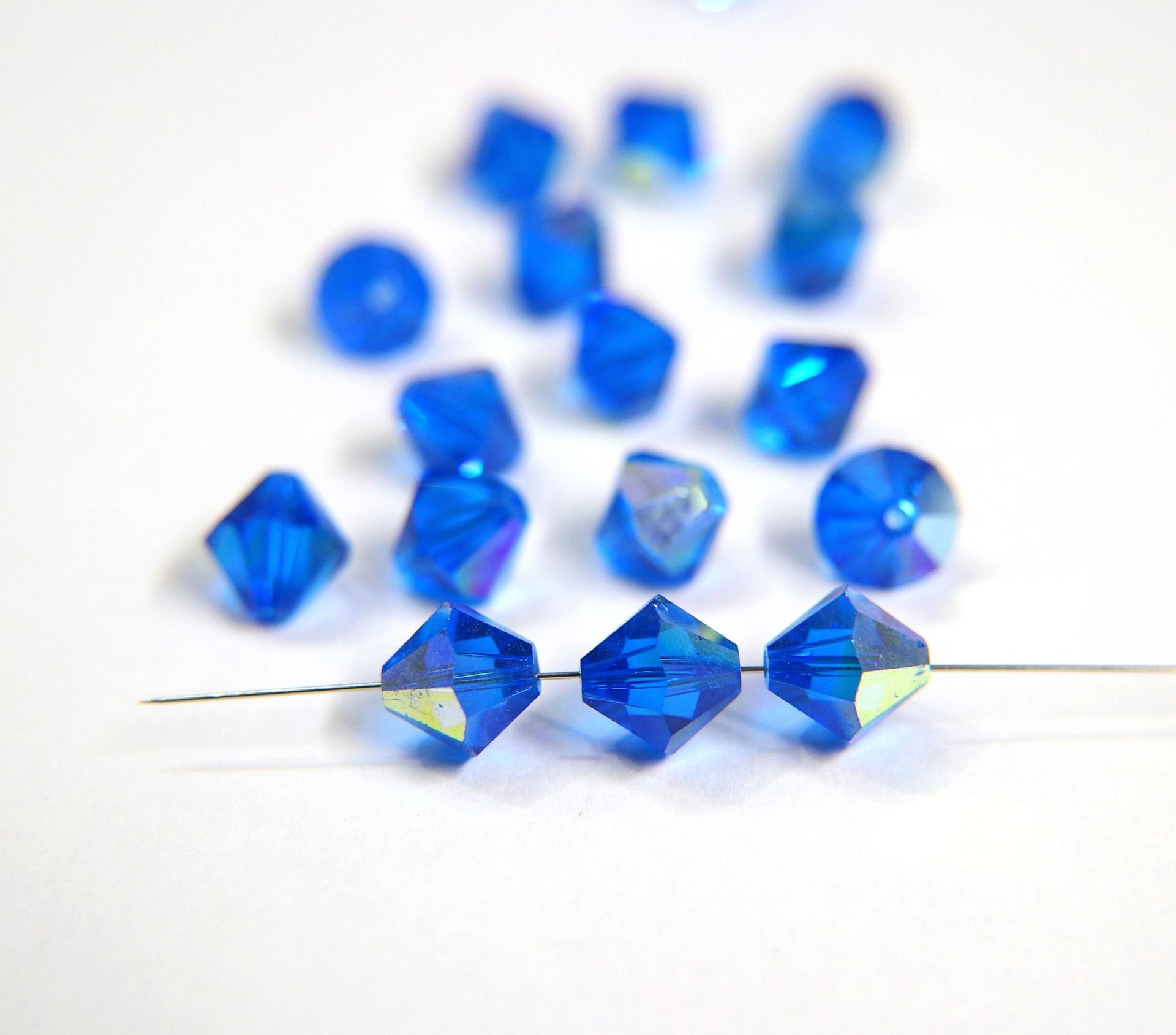 10MM Capri Blue Aurore Boreale Vintage Swarovski Bicone Beads 12/36/72/144/288 Pieces Haute couture embellishments, premium beads, vintage