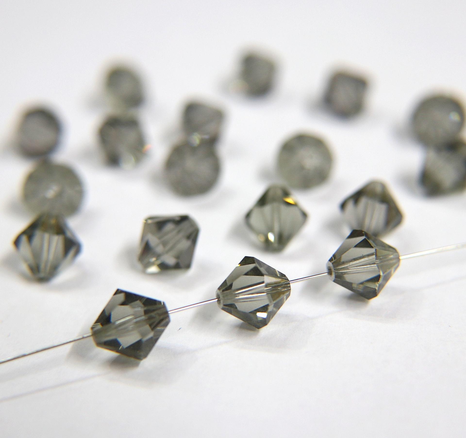 10MM Black Diamond Vintage Swarovski Bicone Beads 12/36/72/144/288 Pieces Haute couture embellishments, premium beads, vintage