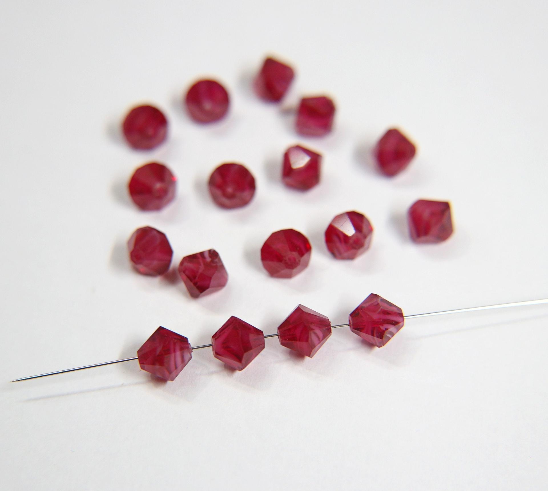 8MM Ruby Givré Vintage Swarovski Bicone Beads 6/24/72/144 Pieces Haute couture embellishments, premium beads
