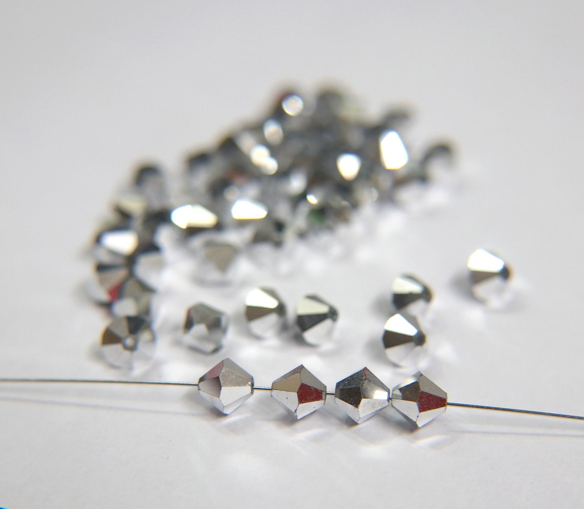 7mm Crystal Comet Argent Light Swarovski Bicone Cuts 6/12/36/72/144 Pieces jewelry making/embroidery materials / premium vintage materials