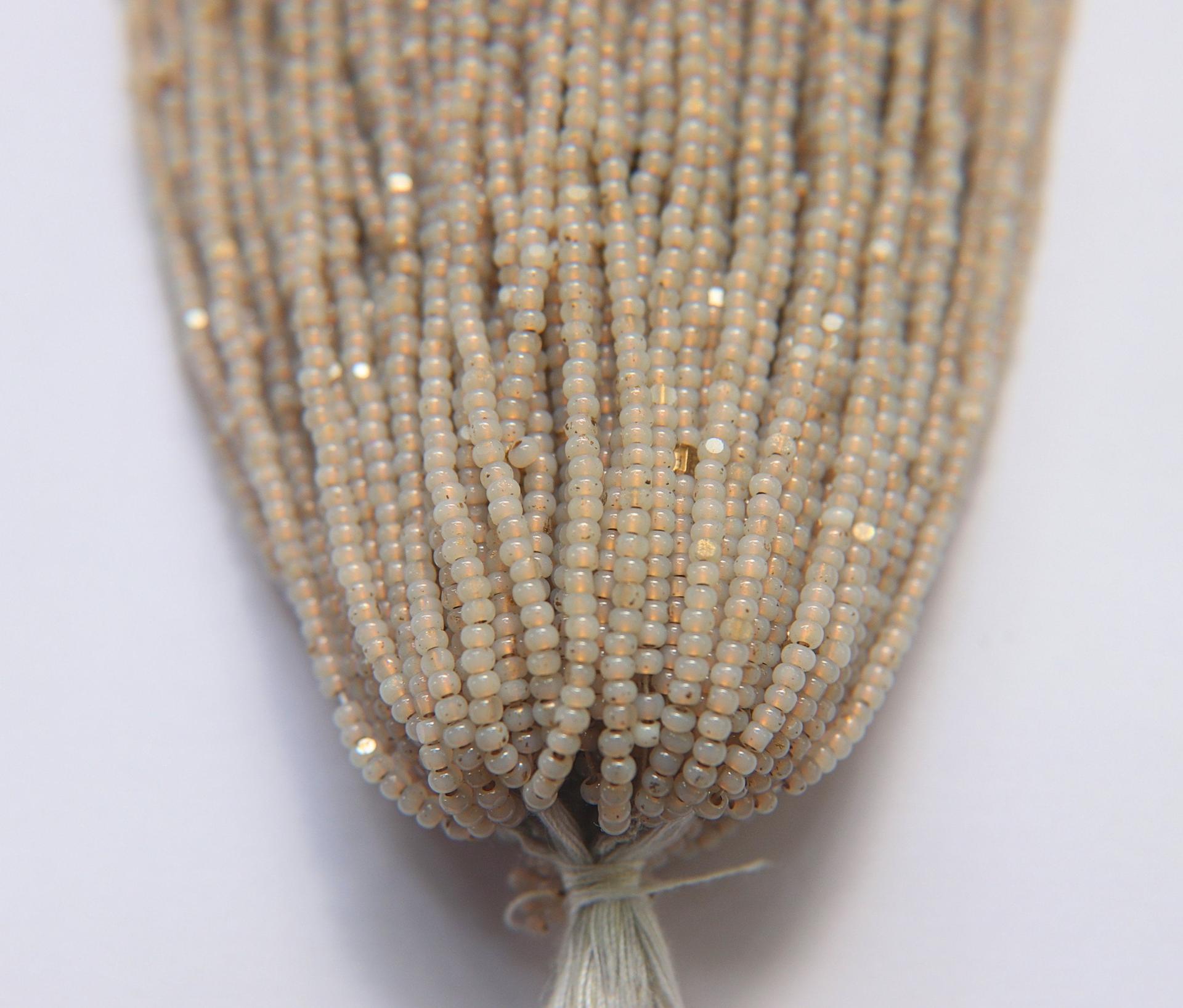 11/0 Hanks Charlotte Cut Beads White Opal Antique Gold Lined 1/5/25/50/100 Hanks PREMIUM SEED BEADS, Native Supplies