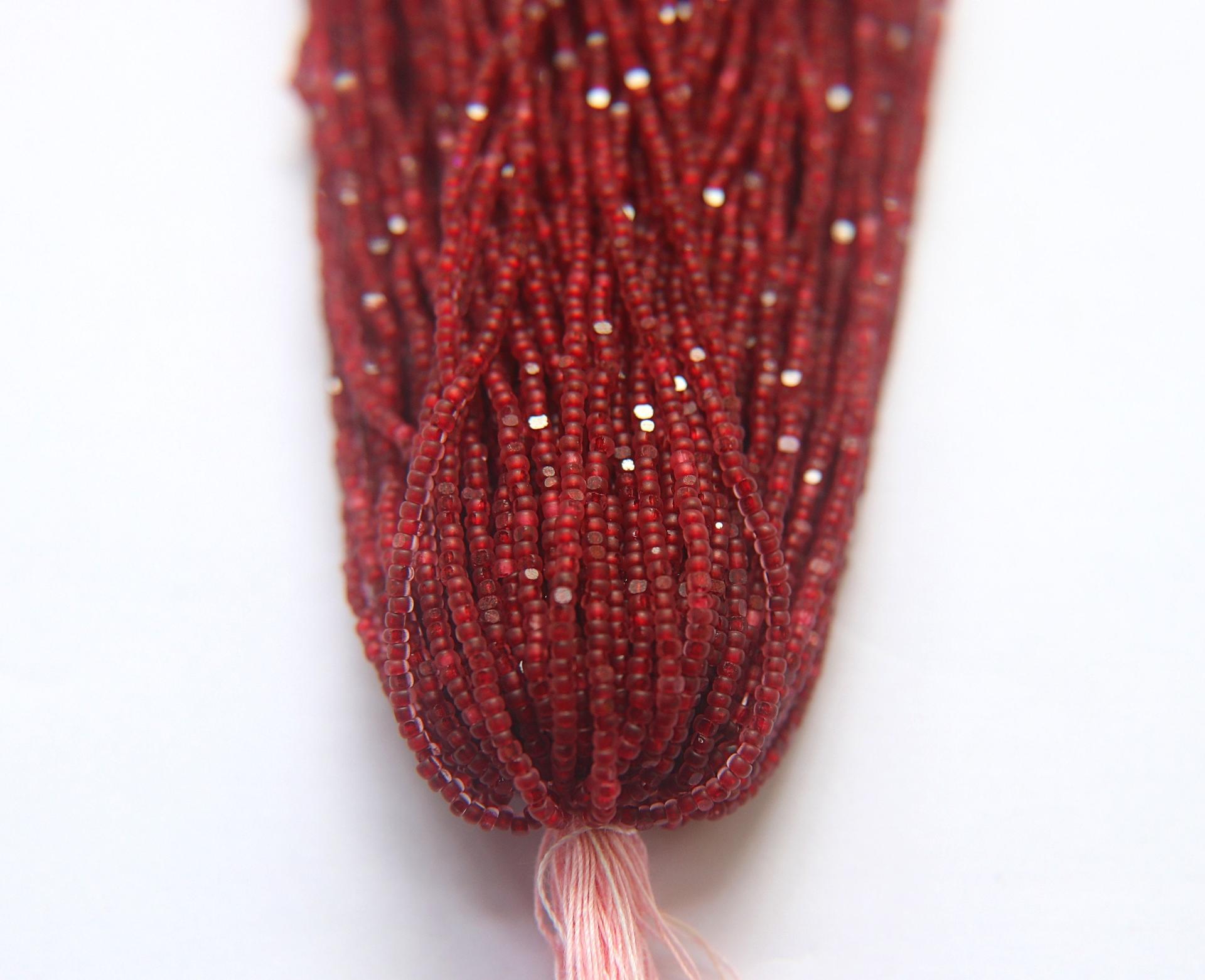 13/0 Hanks Charlotte Cut Beads Crystal Matt Ruby Lined 1/5/25/50/100 Hanks 1.6mm glass beads, native jewelry supply, findings