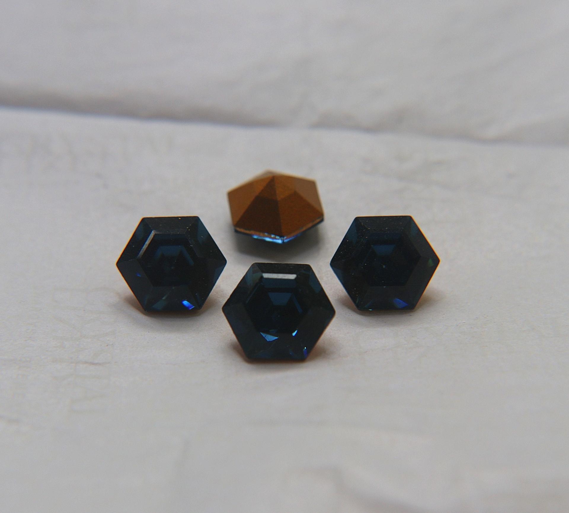 Vintage Swarovski 12 mm Swarovski Hexagon #4730 Montana Premier Crystal Rhinestones 2/6/12/36 Pieces gemstones
