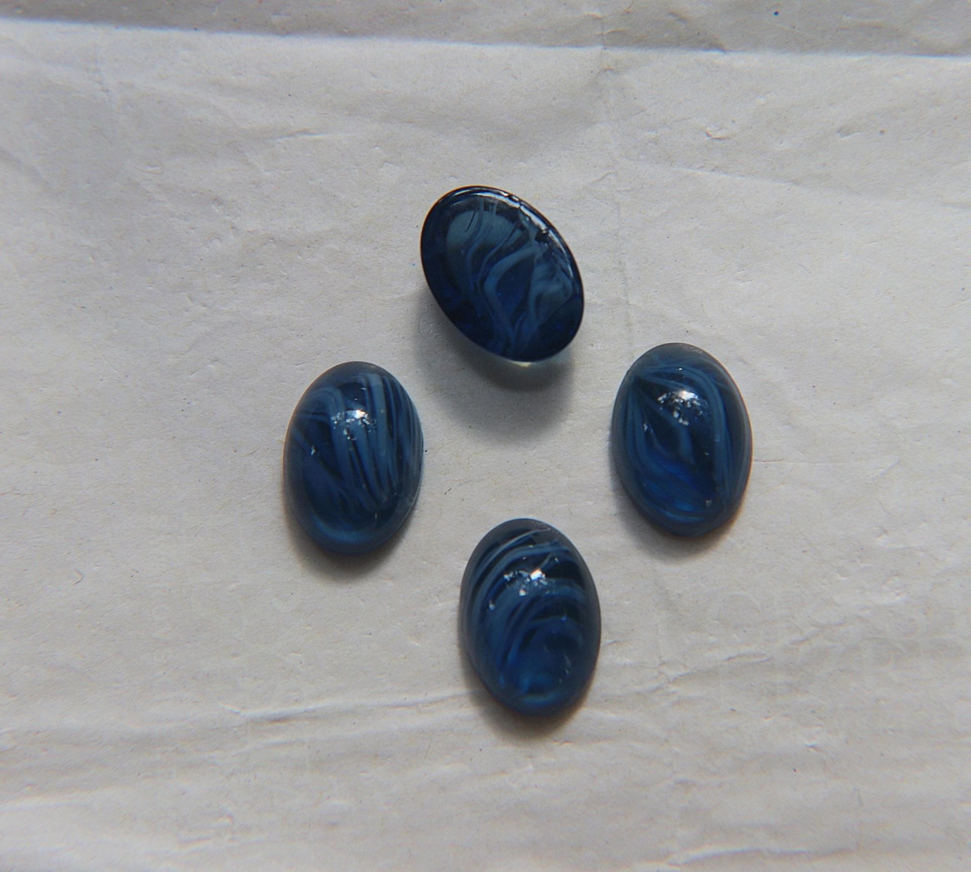 Swarovski 14x10 mm Vintage Montana Givre Swirls Flat Back Oval Cabochon Cabs in Crystal foiled 12/36/72/144 Pieces