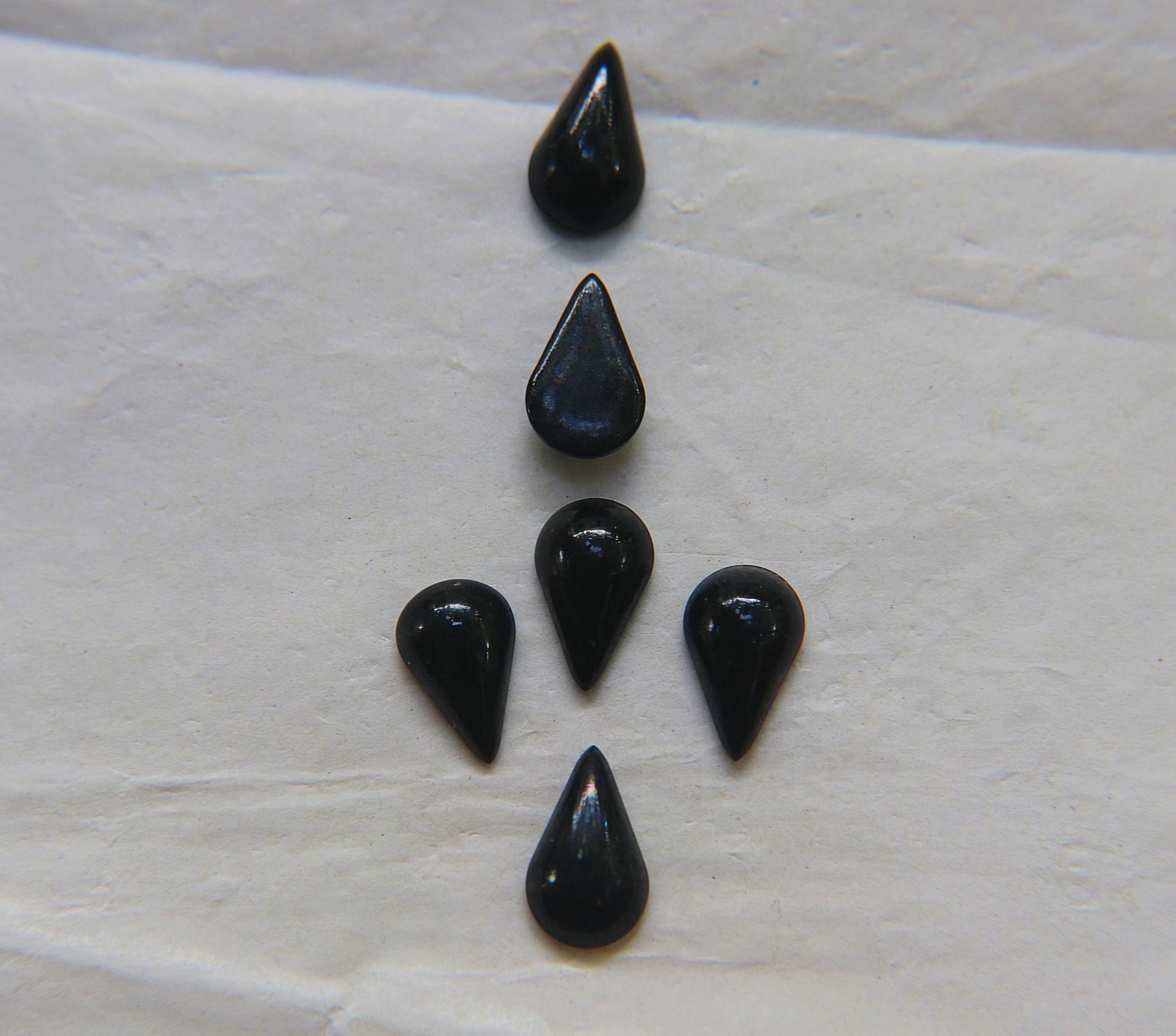 13X8 mm Vintage Jet Cabochon flat back Tear drops Swarovski glass cabs, cabochons