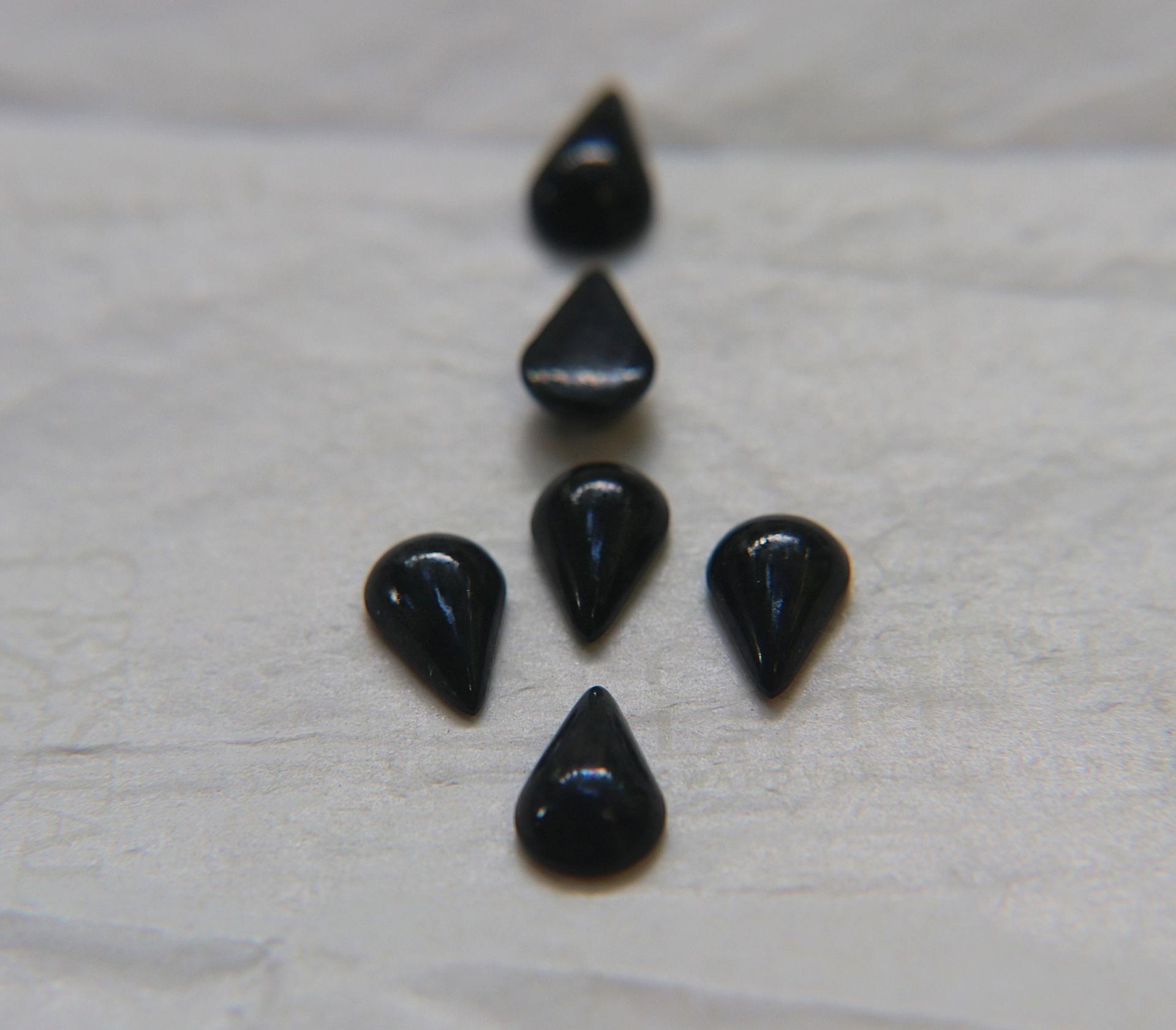 13X8 mm Vintage Jet Cabochon flat back Tear drops Swarovski glass cabs, cabochons