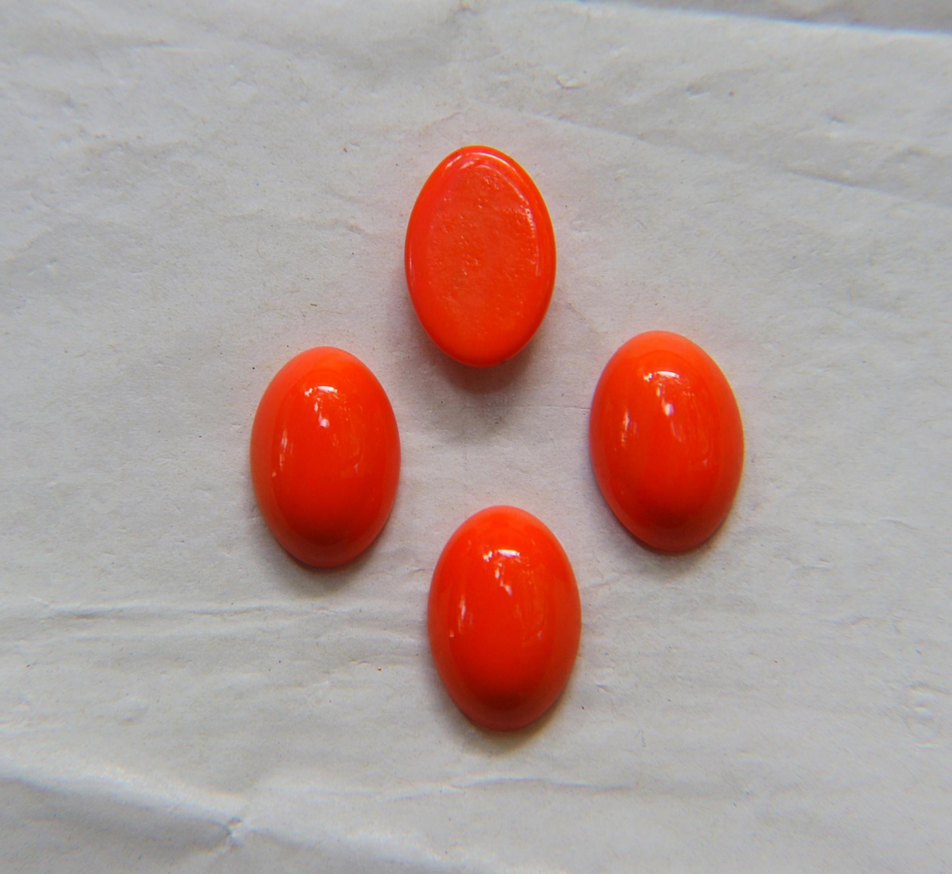 Swarovski 16x11 mm Vintage Crystal Flat Back Oval Cabochon Cabs in Opaque Orange 2/6 Pieces