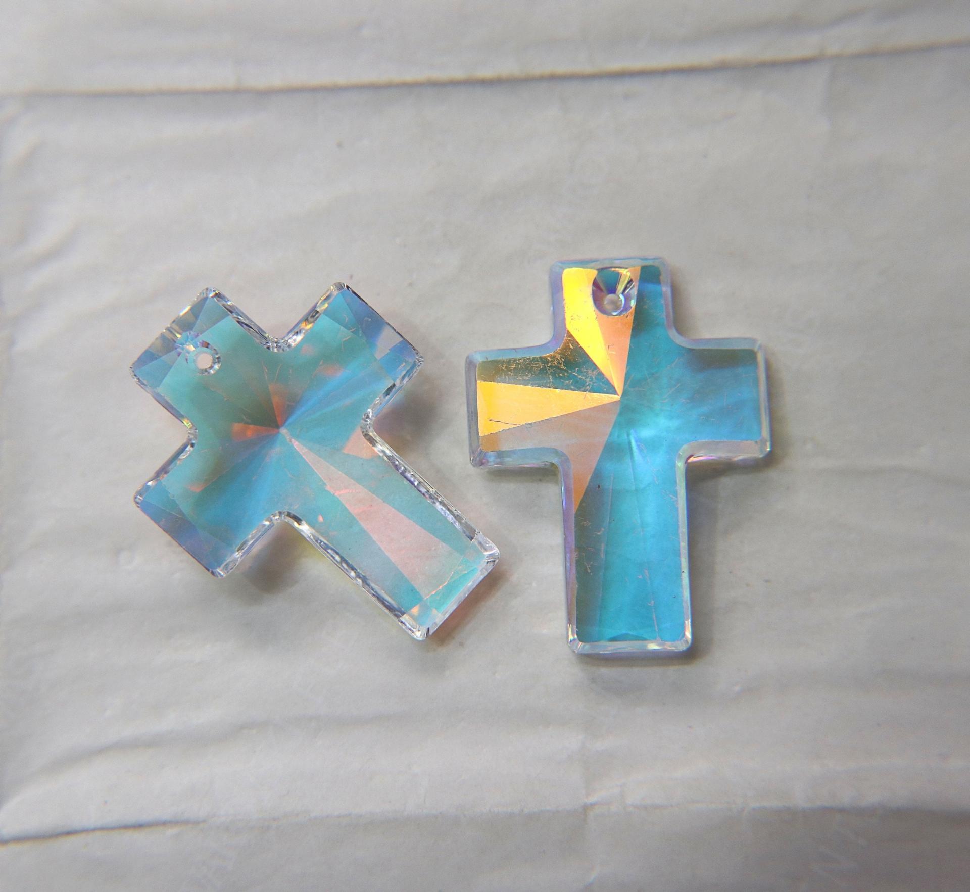 40x30mm Swarovski Crystal Aurore Boreale 6864 Cross Pendants Fancy Crystal drops 1 Piece vintage findings, jewelry making