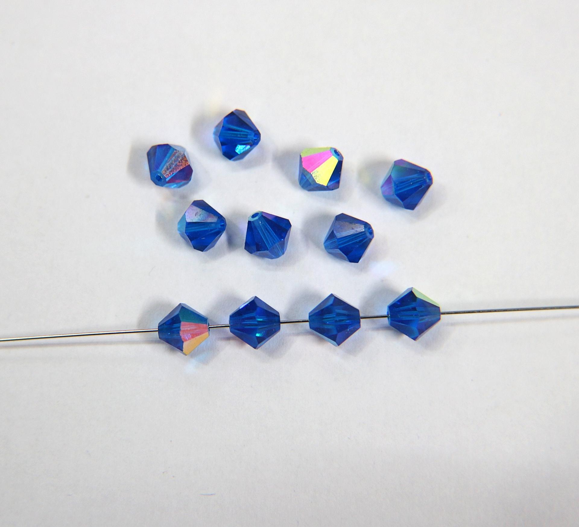 7mm Capri Blue AB (243) Swarovski Bicone Cuts 12/36/72/144/288 Pieces jewelry making/embroidery materials / premium vintage materials