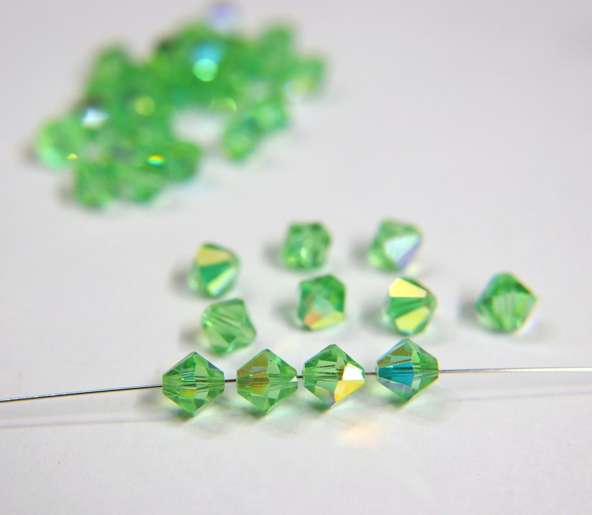 8MM Peridot Aurore Boreale Vintage Swarovski Bicone Beads 6/24/72/144 Pieces Haute couture embellishments, premium beads, vintage