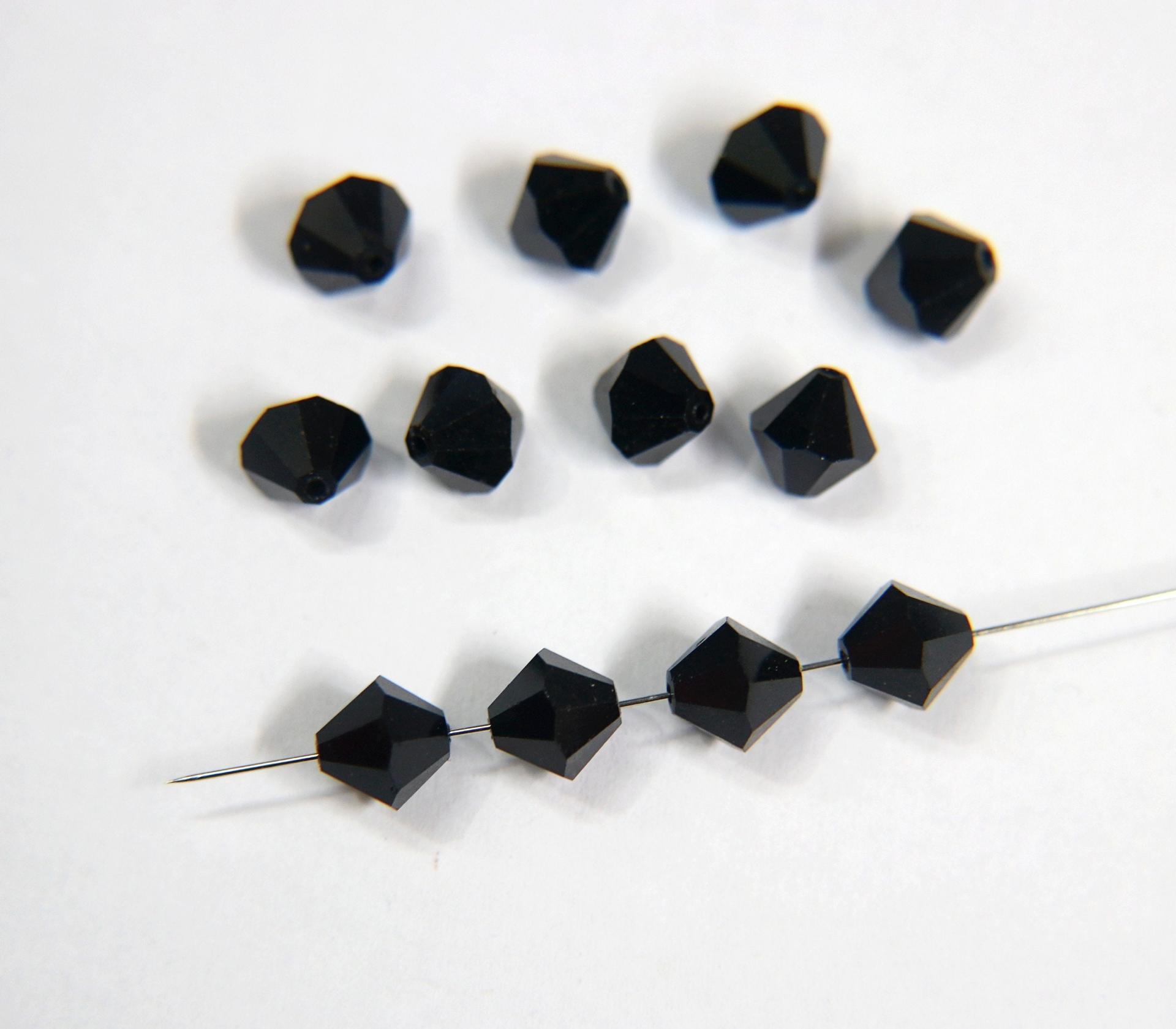 7mm Jet Swarovski Bicone Cuts 6/12/36/72/144 Pieces jewelry making/embroidery materials / premium vintage materials