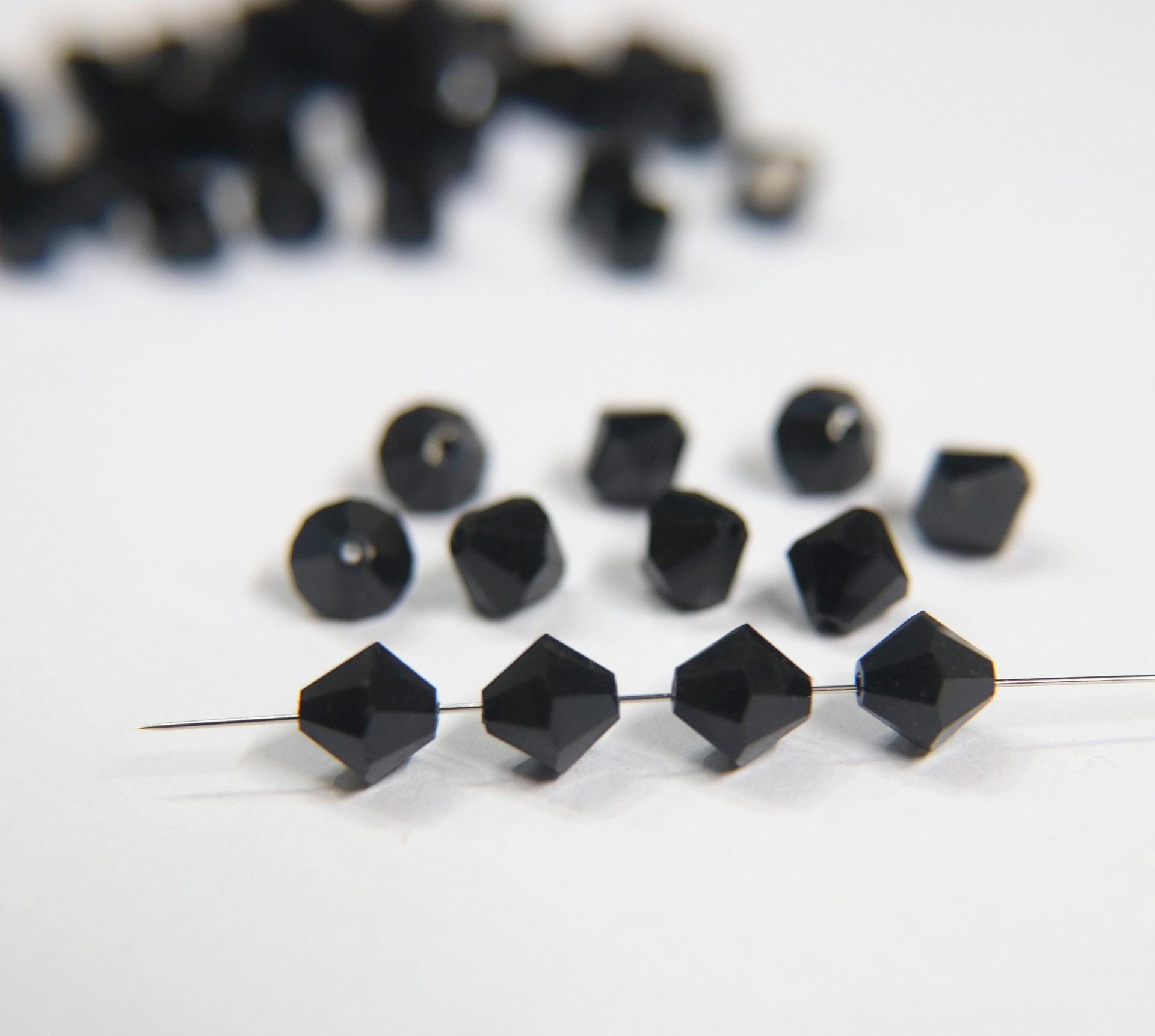 7mm Jet Swarovski Bicone Cuts 6/12/36/72/144 Pieces jewelry making/embroidery materials / premium vintage materials