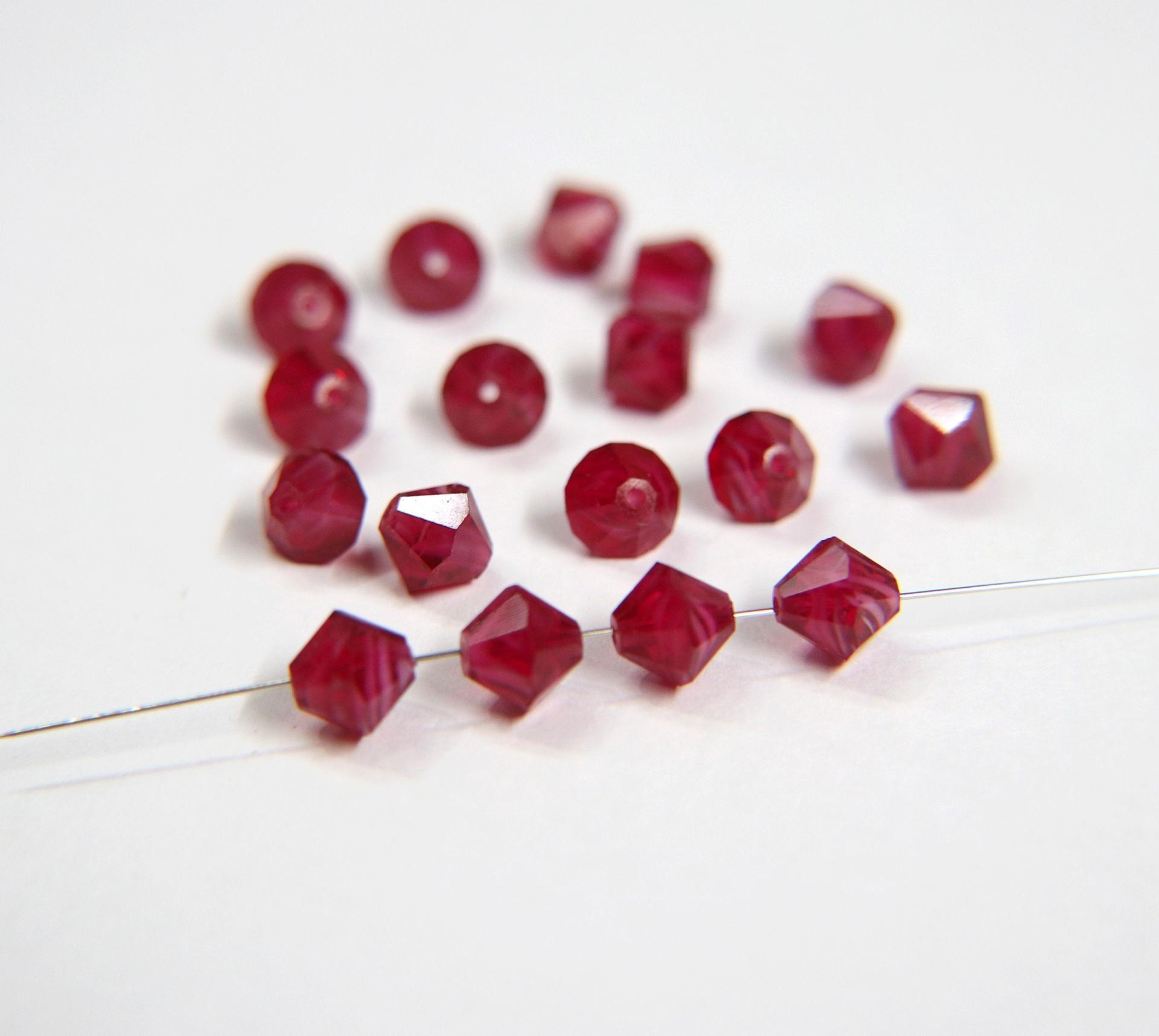 8MM Ruby Givré Vintage Swarovski Bicone Beads 6/24/72/144 Pieces Haute couture embellishments, premium beads