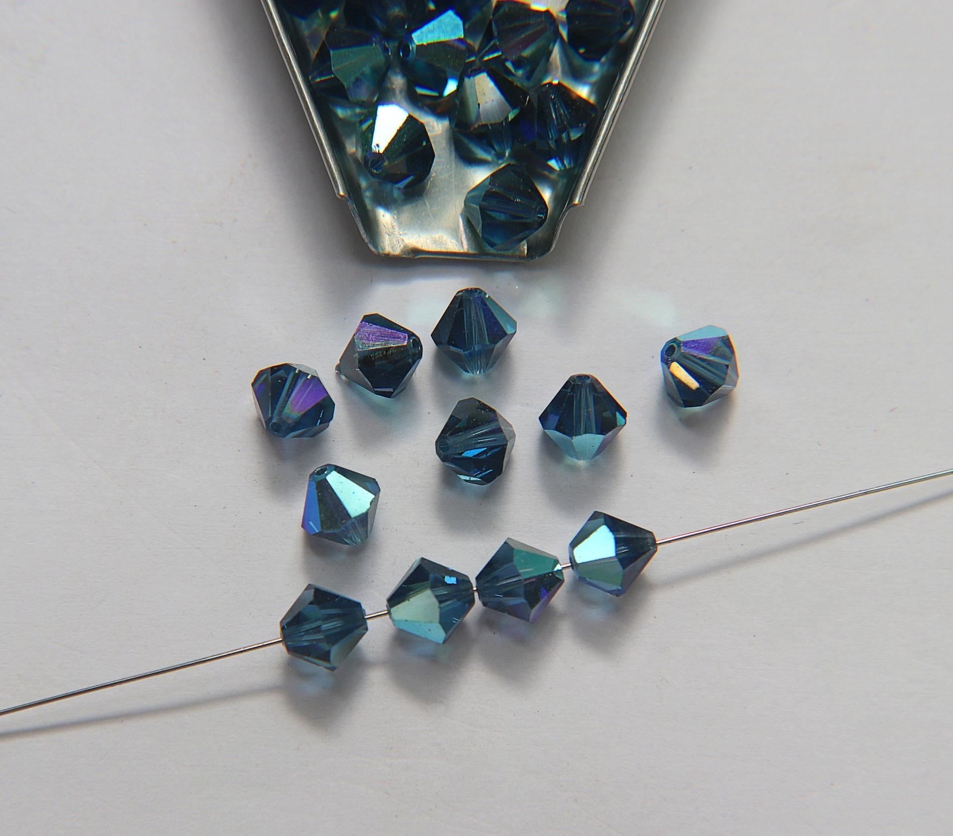 7mm Montana AB Swarovski Bicone Cuts 6/12/36/72/144 Pieces jewelry making/embroidery materials / premium vintage materials