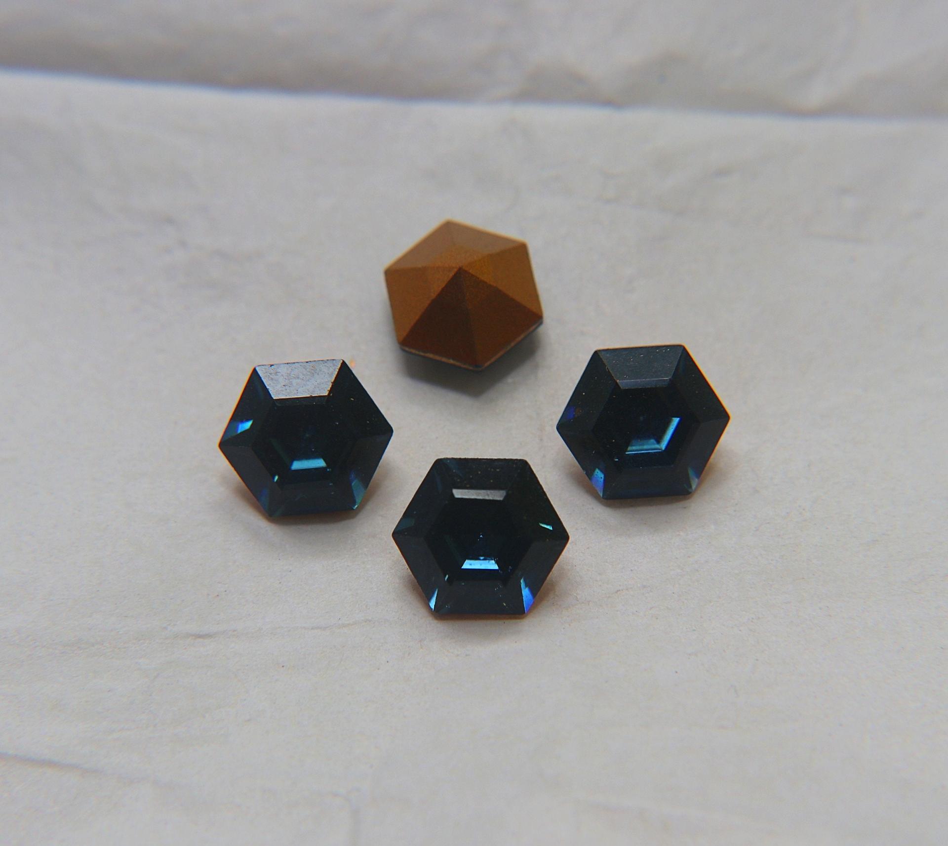 Vintage Swarovski 12 mm Swarovski Hexagon #4730 Montana Premier Crystal Rhinestones 2/6/12/36 Pieces gemstones