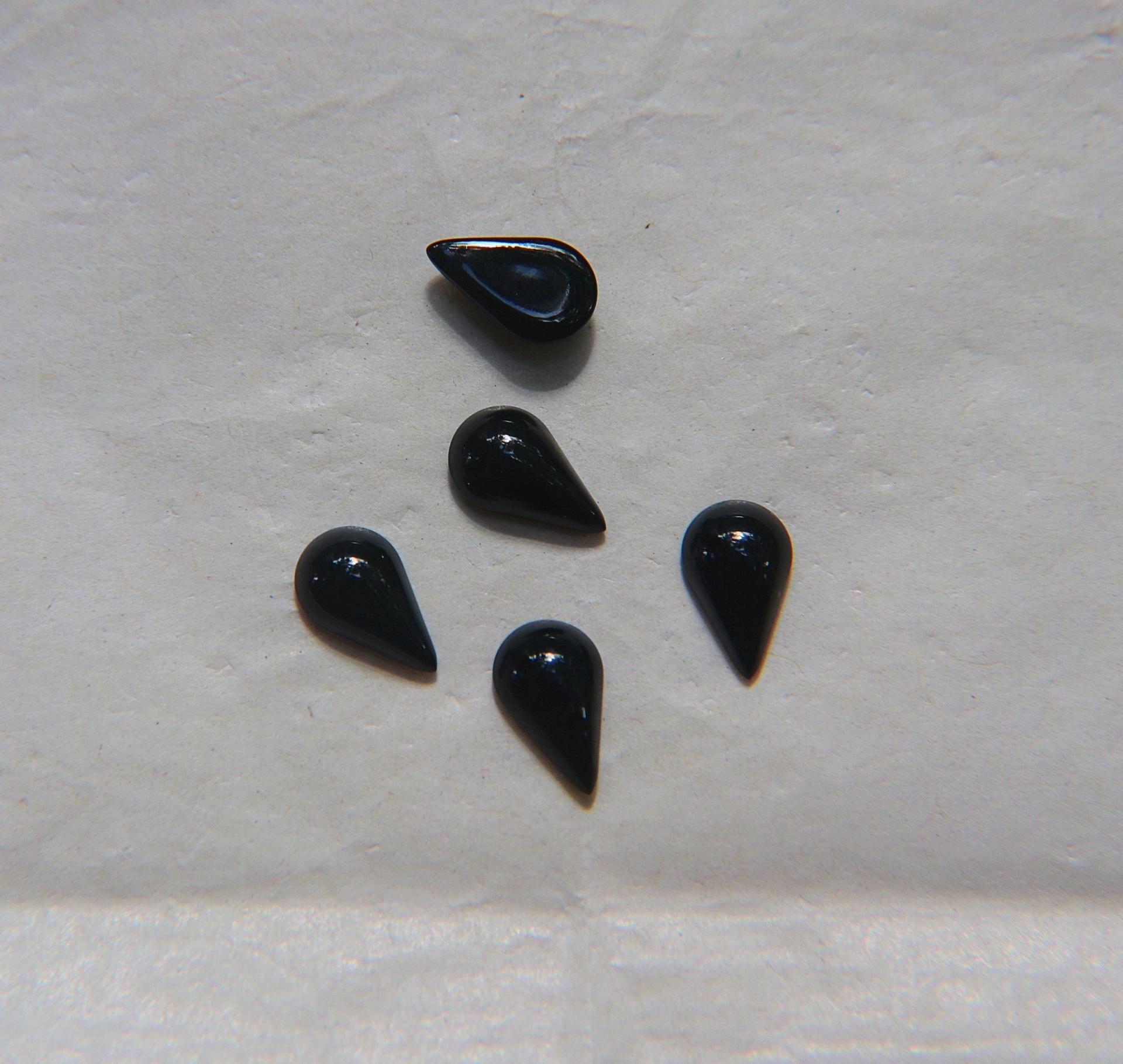 13X8 mm Vintage Jet Cabochon flat back Tear drops Swarovski glass cabs, cabochons