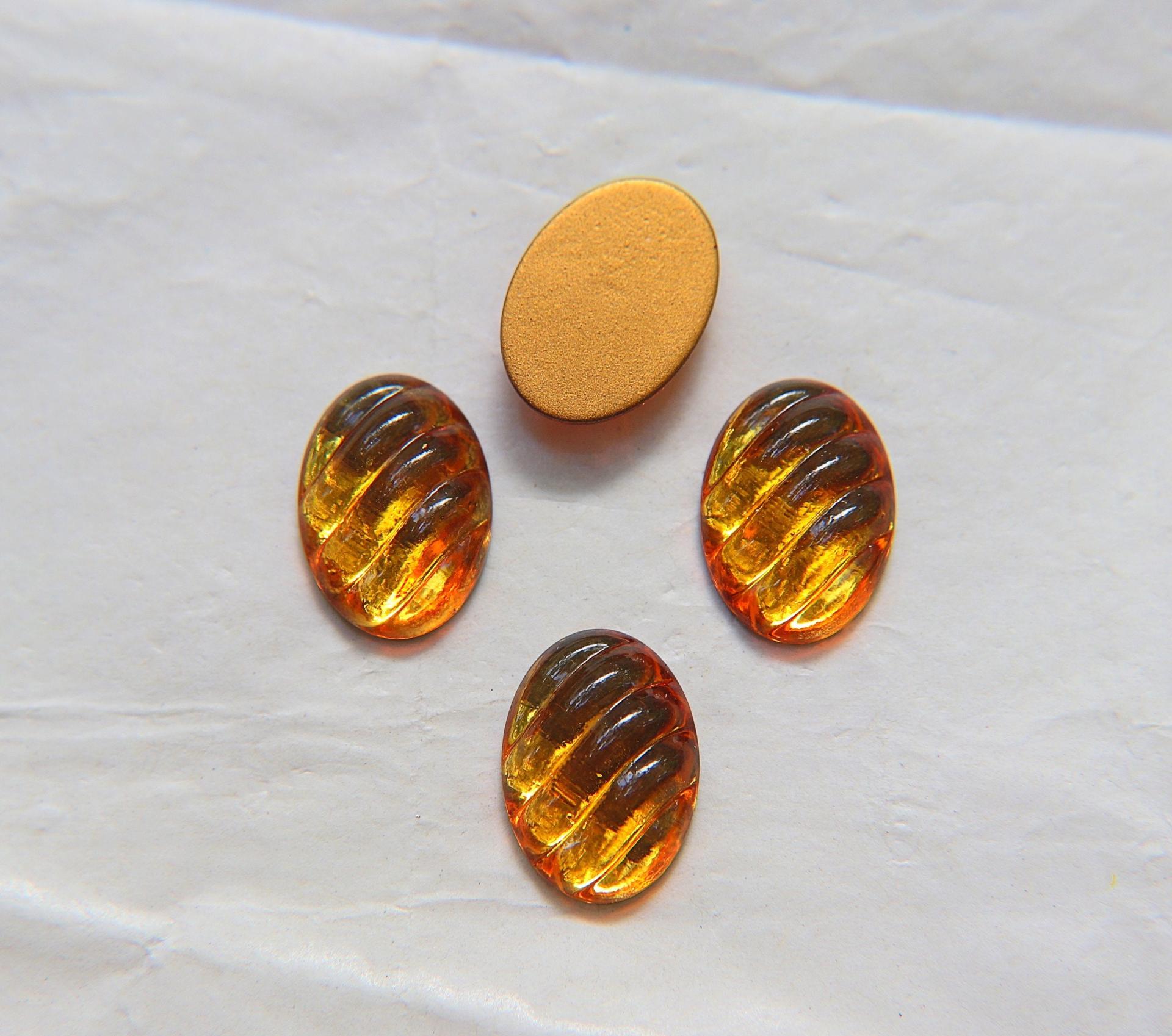 Swarovski 18x13 mm Vintage Topaz Foiled Flat Back Oval Cabochon 2/6 Pieces