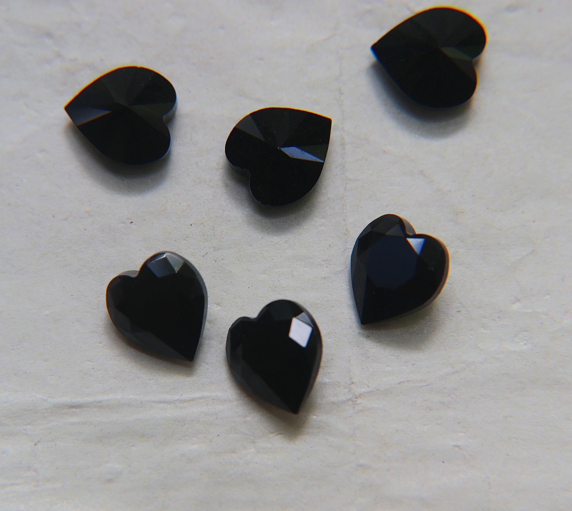Swarovski Vintage Heart Rhinestones - 11X10.5 mm in Jet unfoiled 12/24/48 Pieces fancy stones, jewelry making