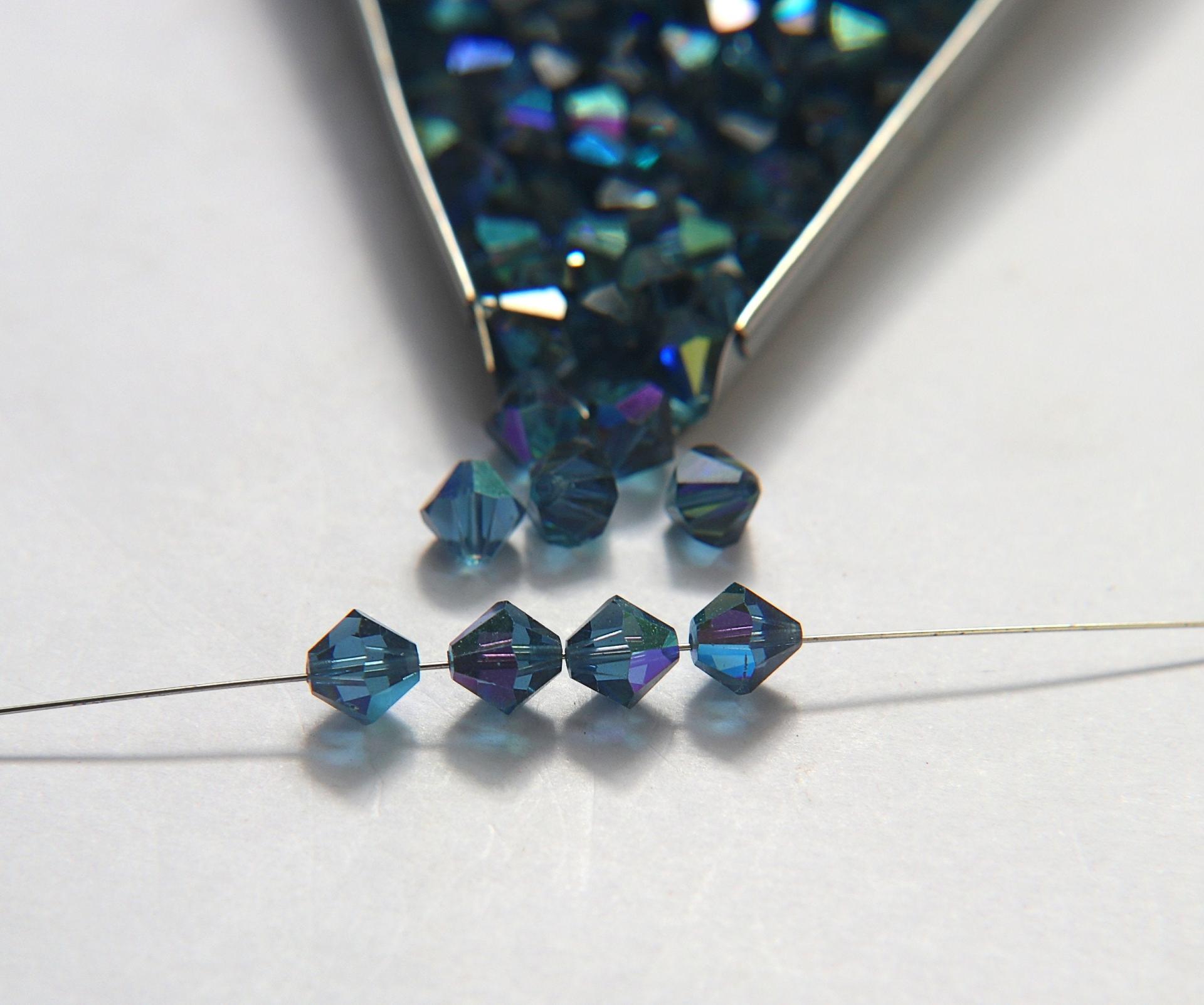 7mm Montana AB Swarovski Bicone Cuts 6/12/36/72/144 Pieces jewelry making/embroidery materials / premium vintage materials