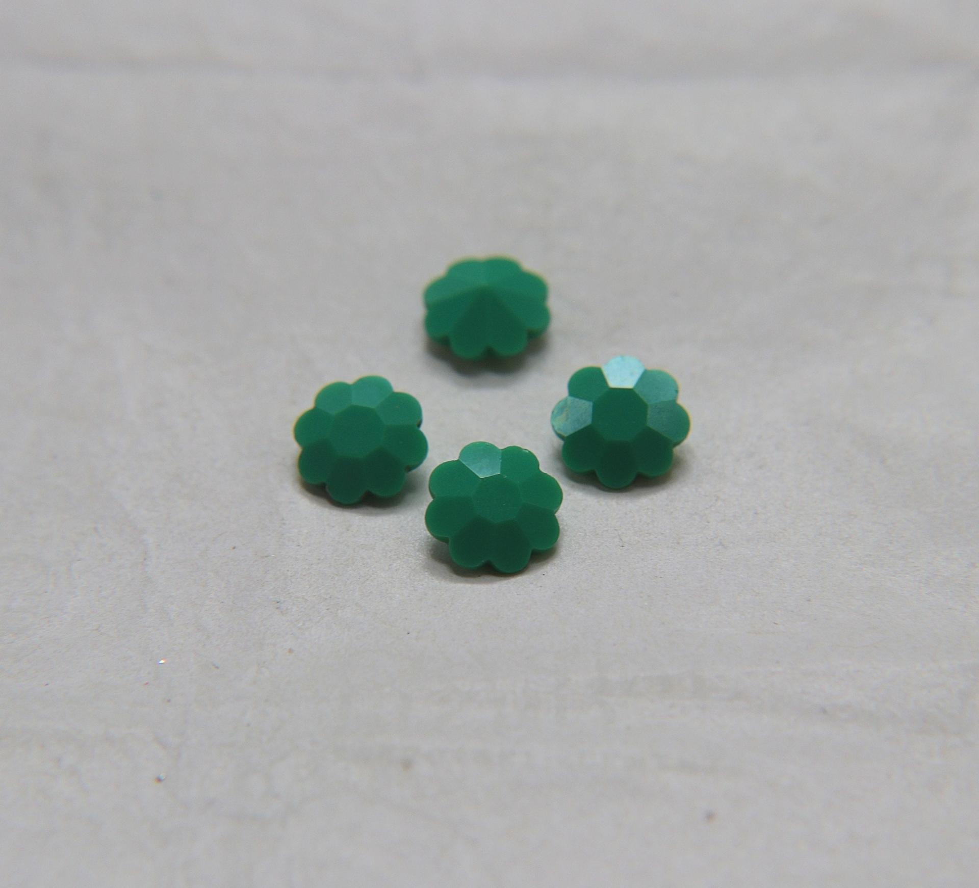 10mm Swarovski Vintage Flower Foiled Rhinestones in Opaque Green 6/12/36/72 pieces