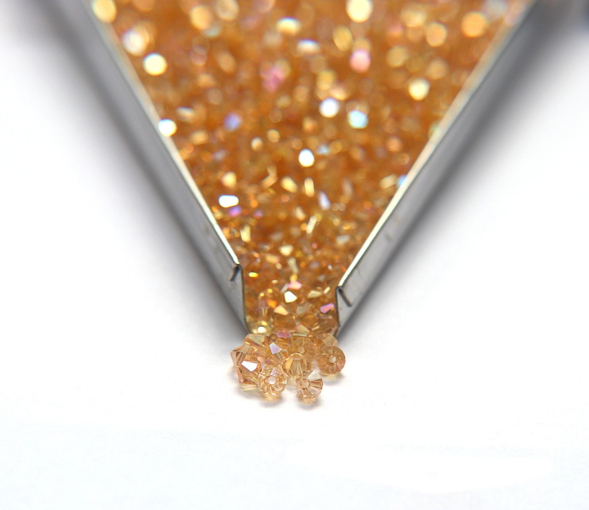 4mm Swarovski Crystal Champagne 2X Shimmer Bicones Beads 36/72/144/432/720 Pieces PREMIUM MATERIALS,embroidery materials, jewelry supplies