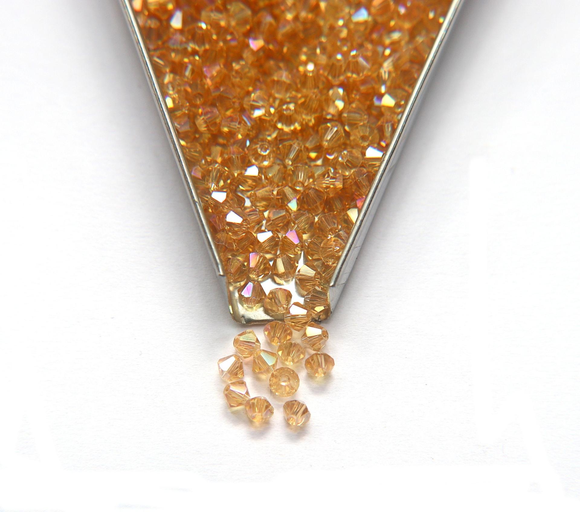 4mm Swarovski Crystal Champagne 2X Shimmer Bicones Beads 36/72/144/432/720 Pieces PREMIUM MATERIALS,embroidery materials, jewelry supplies