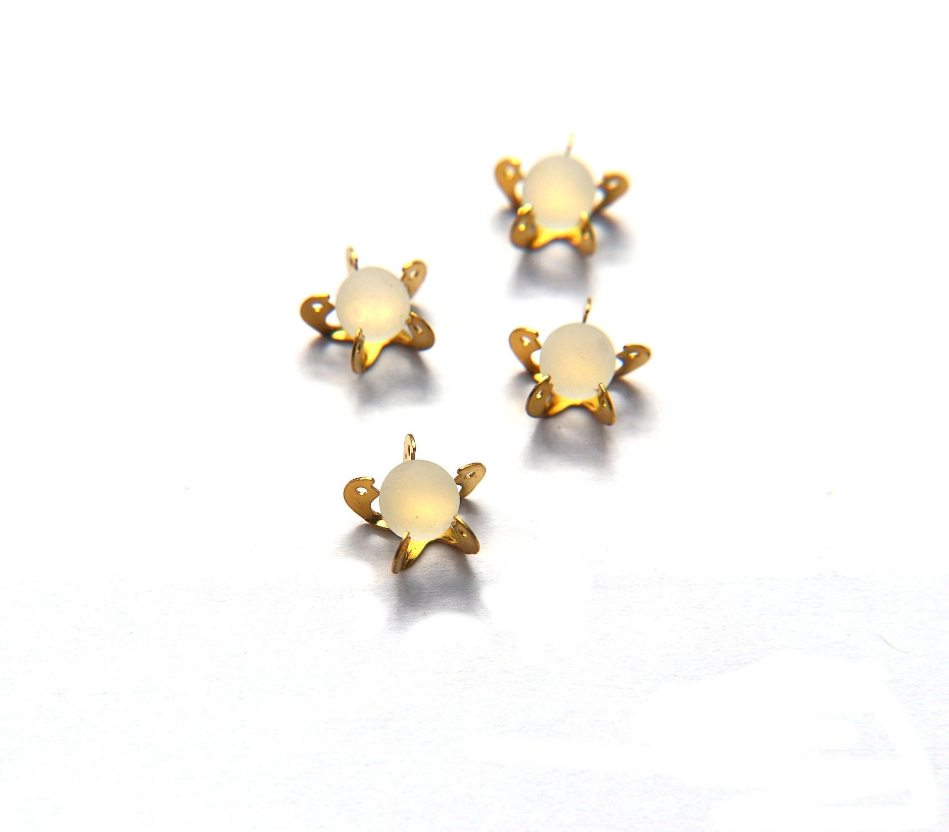 Vintage Swarovski Matt Crystal Ball Flower Clips Sewon 6/12/24/100 Pieces BRASS SETTINGS