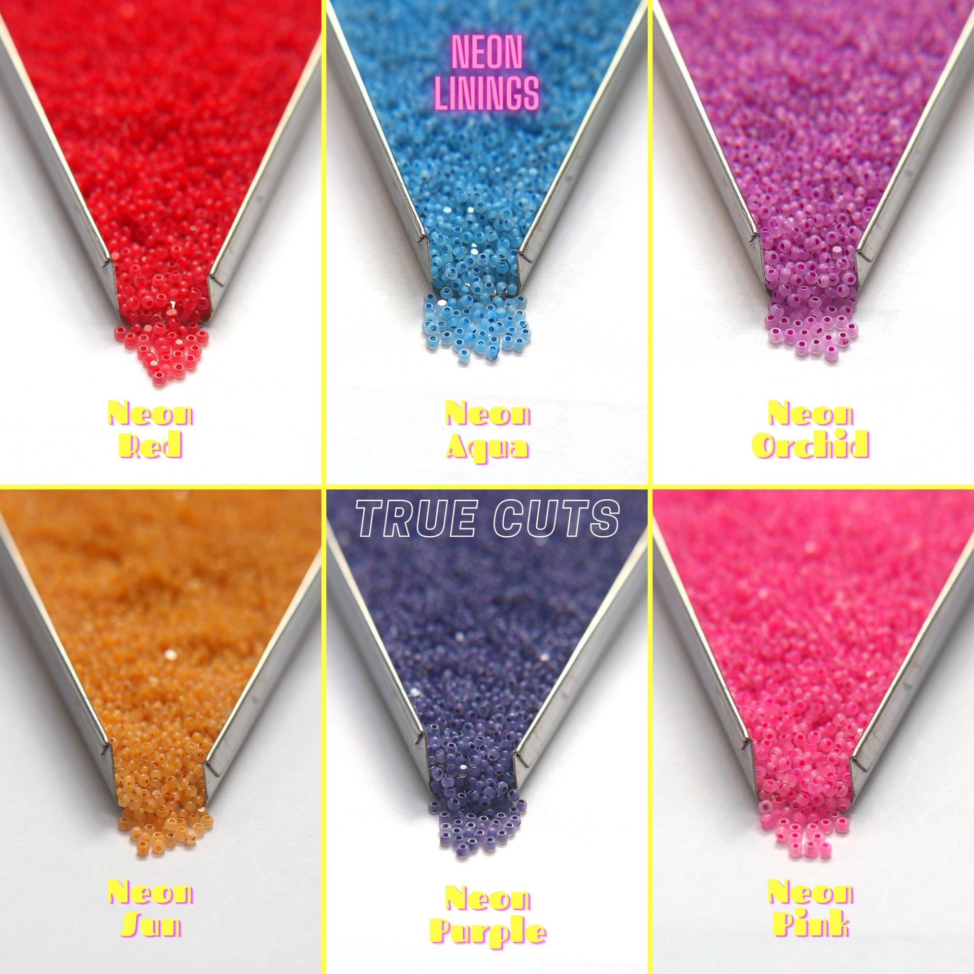 11/0 Charlotte true Cut Beads OPAL Neon Linings (12 Colors) 10/20/50/250/500 Grams Premium Seed Beads, Rare Beads, Native Supply