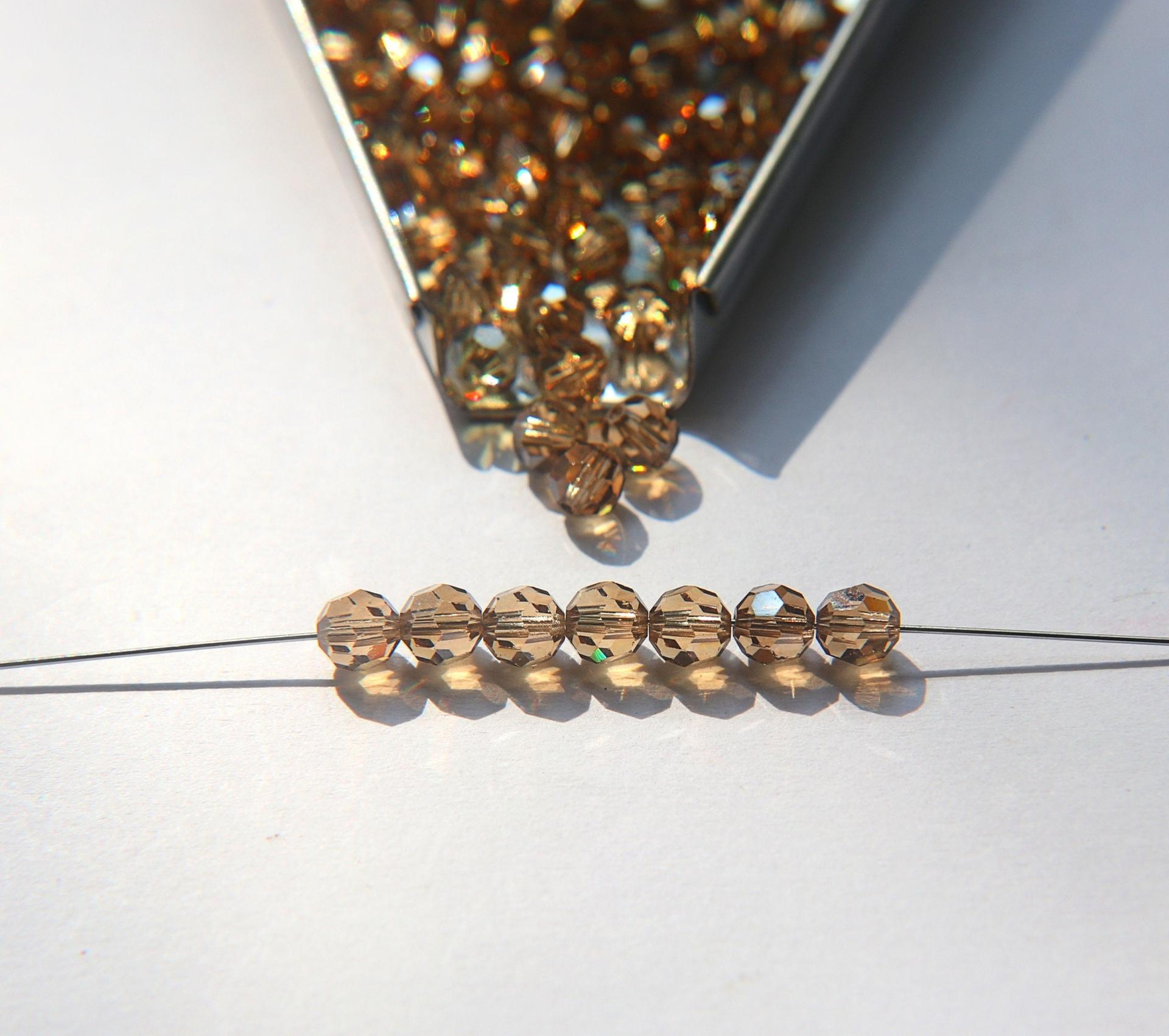 5mm Swarovski Elements Article 5000 Light Colorado Topaz Satin Faceted Round Beads 6/12/36/172/44/288/720 Pieces