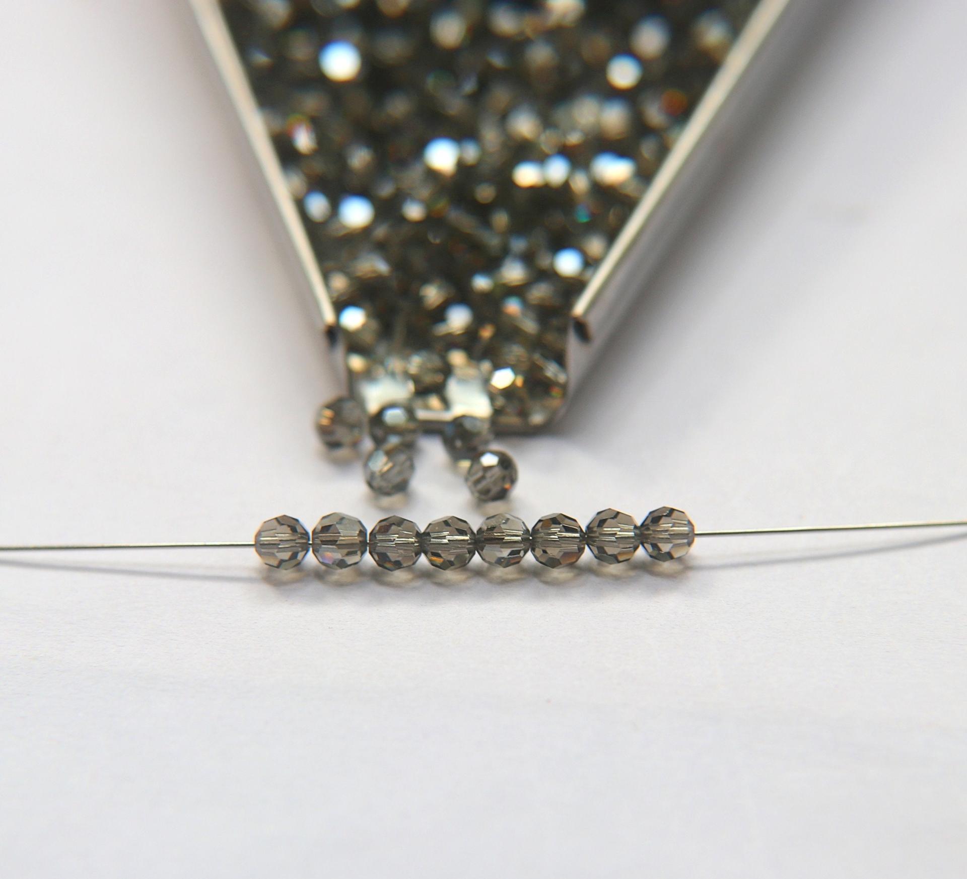 4mm Swarovski 5000 Black Diamond Satin Faceted Round Beads 6/12/36/72/144/288/720/1440 Pieces Jewelry making beads