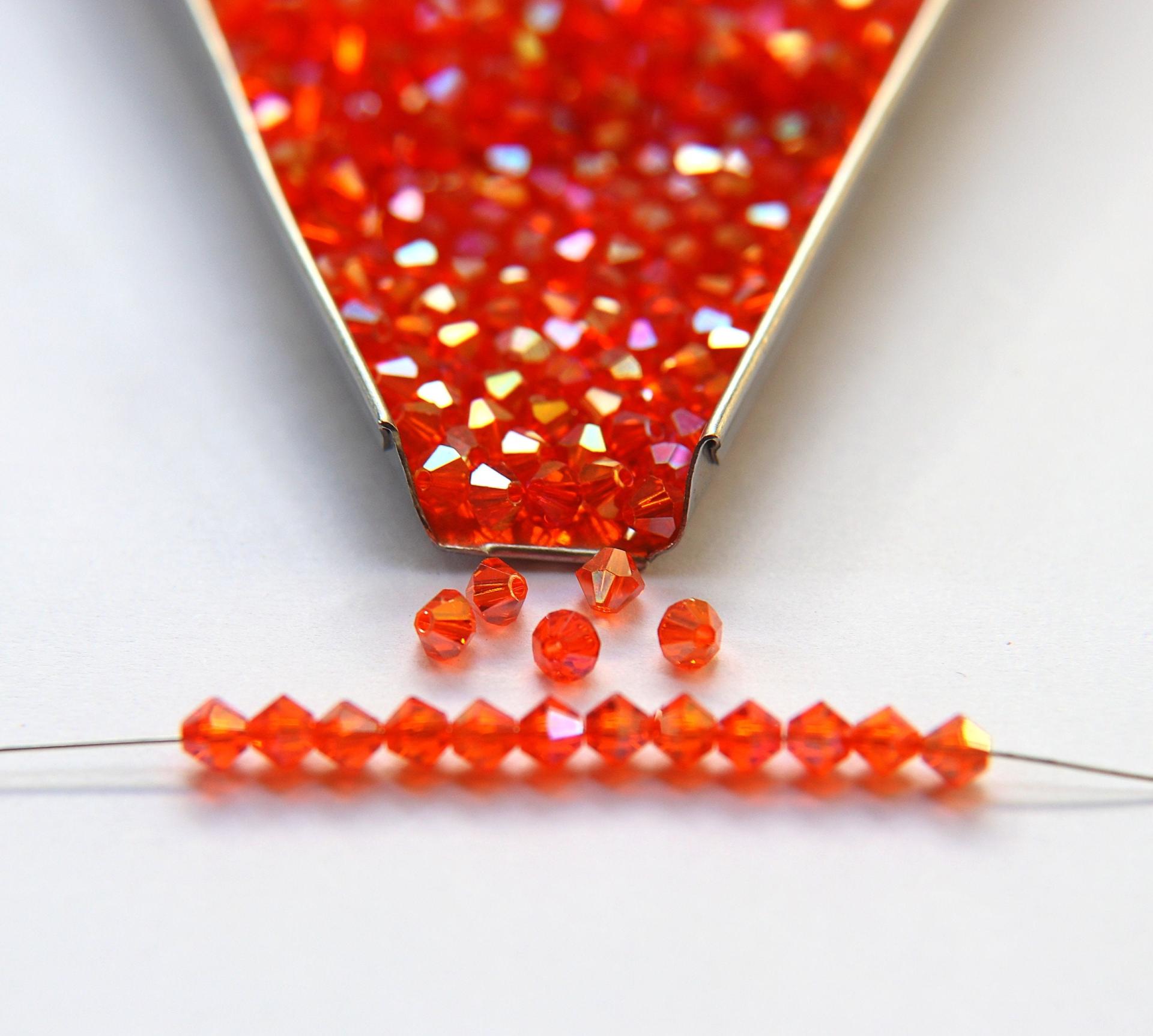 Swarovski (3/4mm) Sun Shimmer 2X FC Bicones Rainbow Beads 36/72/144/432/720 Pieces jewelry making rare findings, embroidery materials