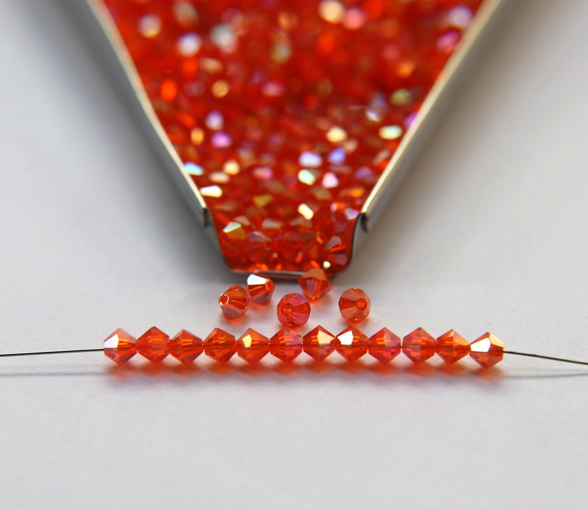Swarovski (3/4mm) Sun Shimmer 2X FC Bicones Rainbow Beads 36/72/144/432/720 Pieces jewelry making rare findings, embroidery materials