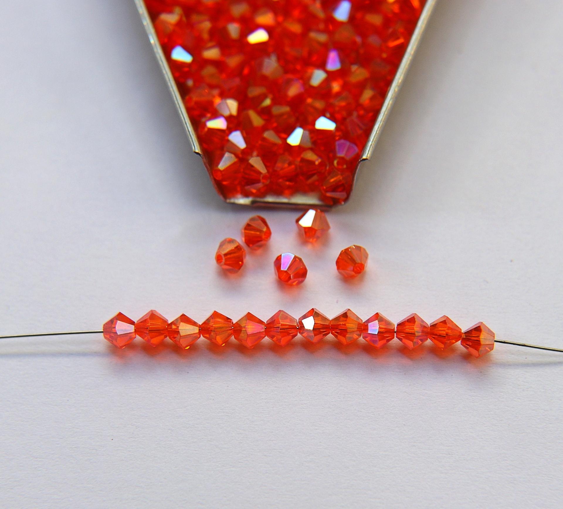 Swarovski (3/4mm) Sun Shimmer 2X FC Bicones Rainbow Beads 36/72/144/432/720 Pieces jewelry making rare findings, embroidery materials